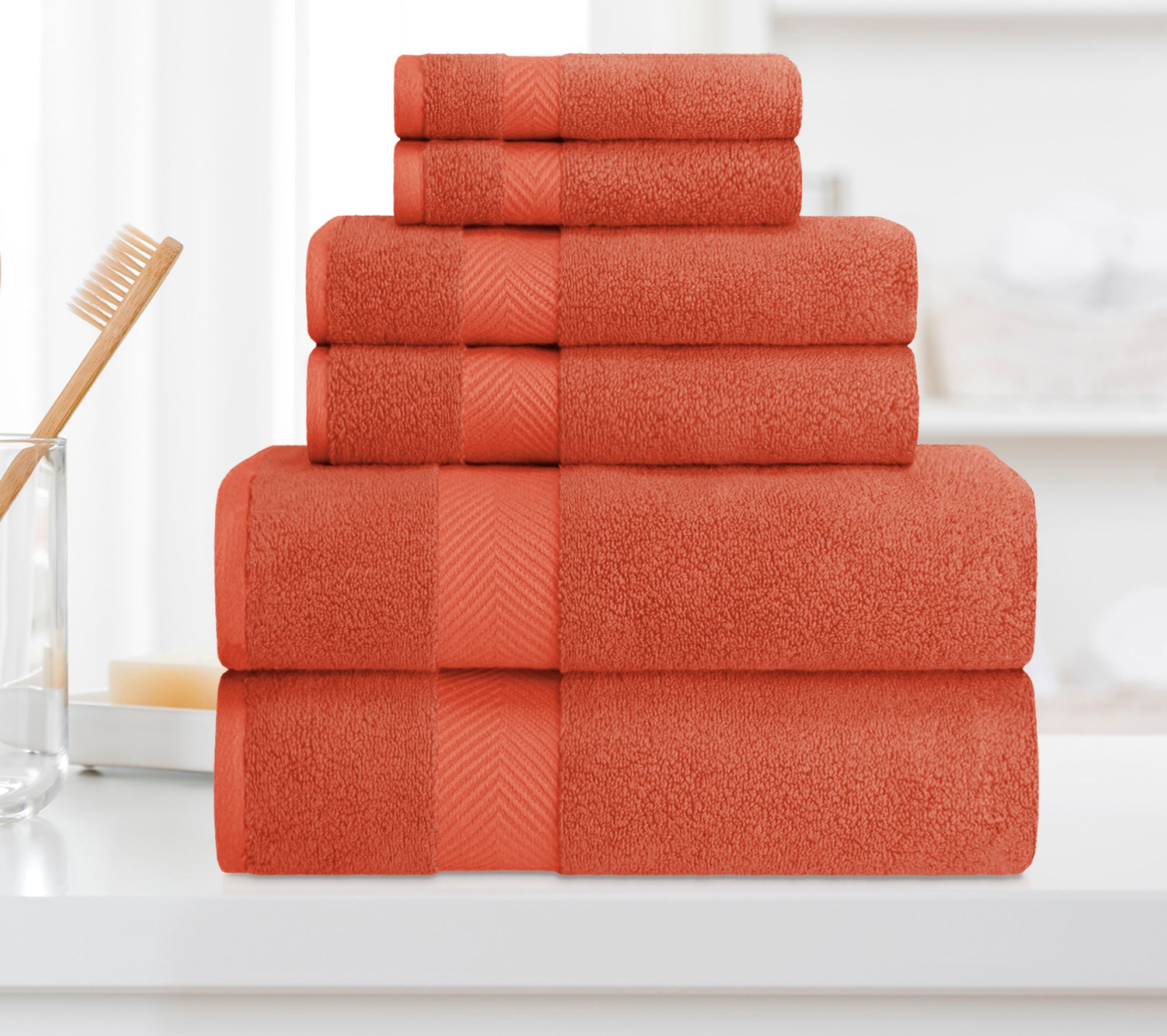 Superior Cotton 6-Piece Solid Zero-Twist Absorbent Towel Set