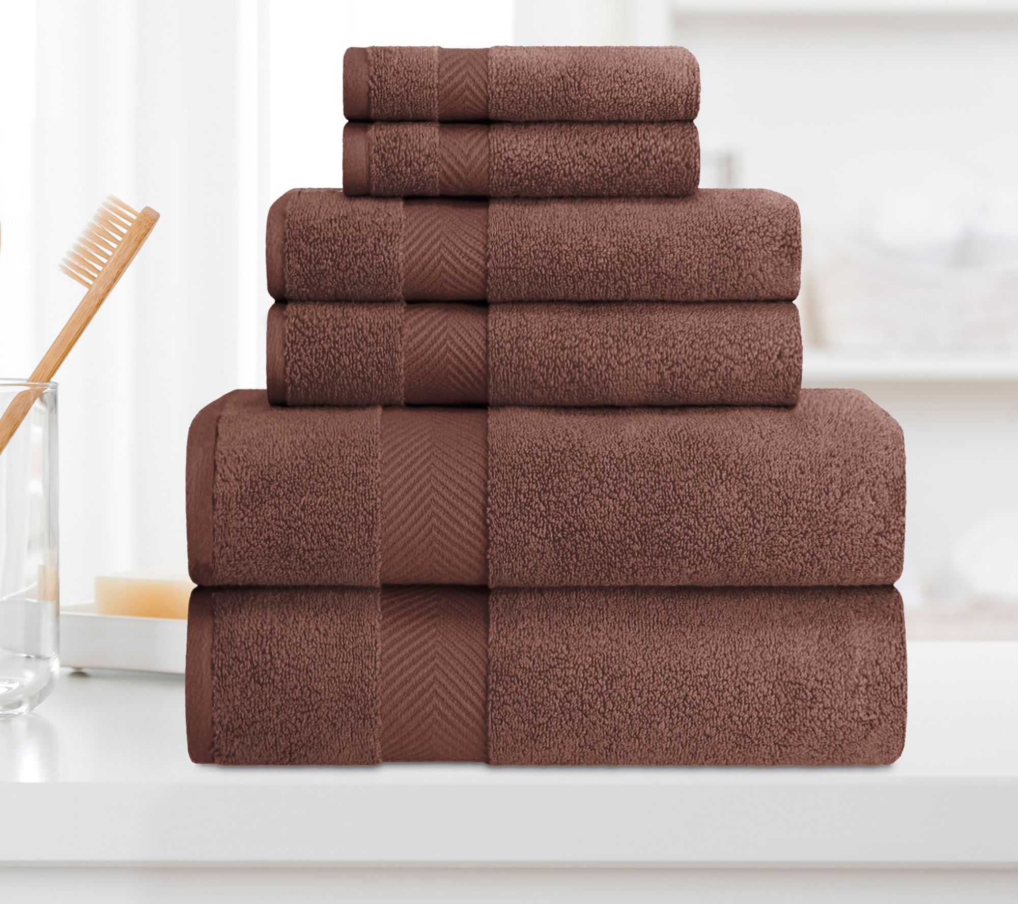 Superior Cotton 6-Piece Solid Zero-Twist Absorbent Towel Set