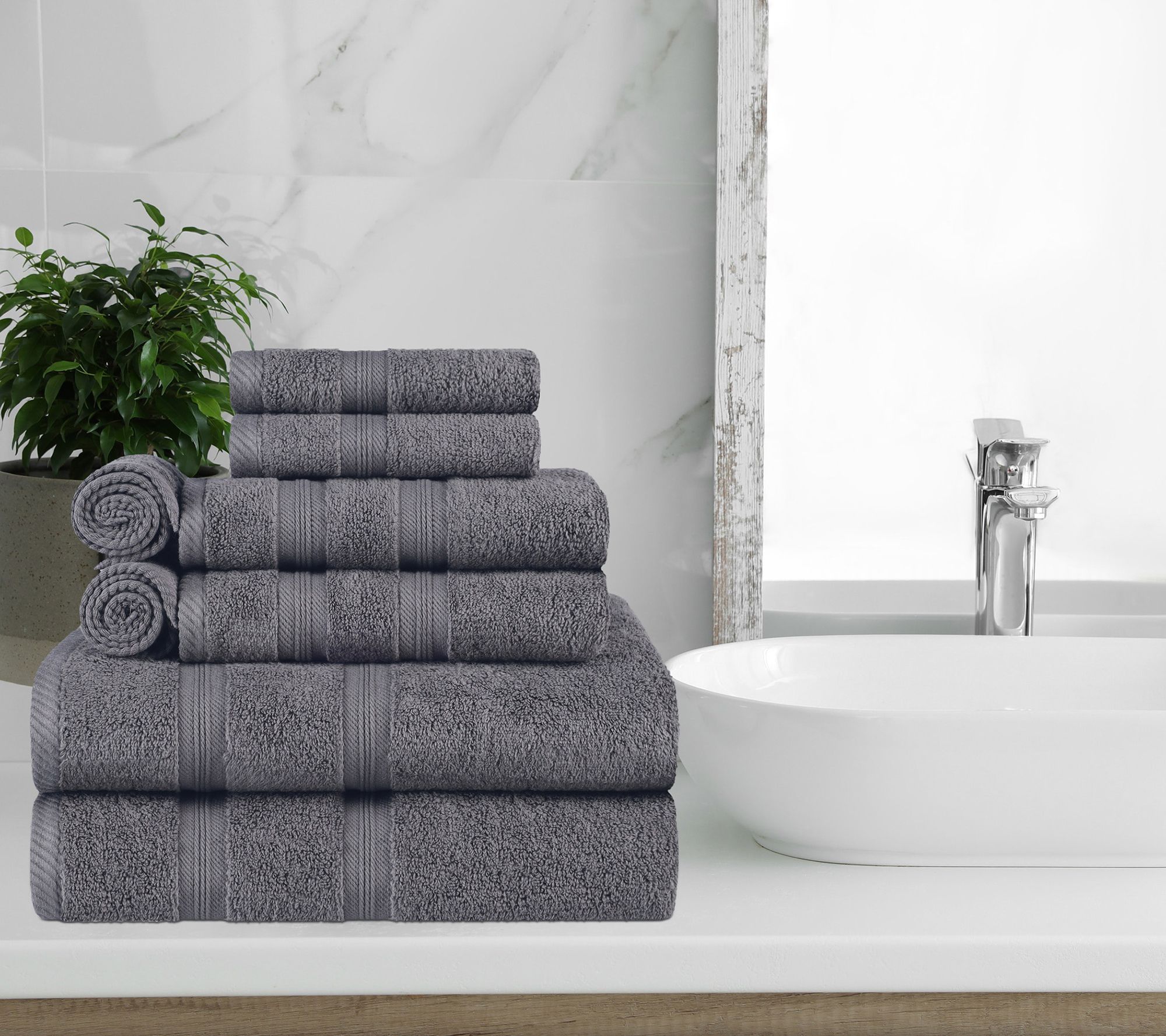 Superior Cotton 8 Piece Zero Twist Quick-DryingTowel Set