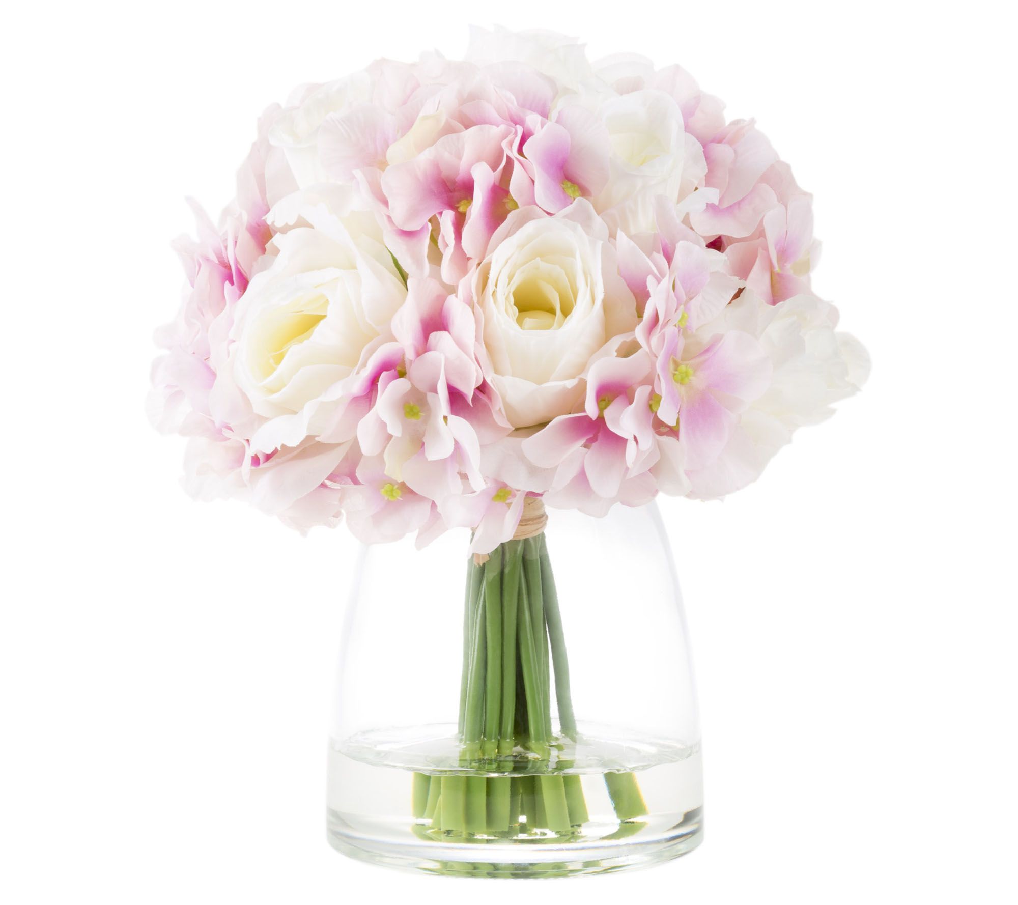 Hydrangea And Rose Pink Artificial Flowers By Pure Garden Qvc