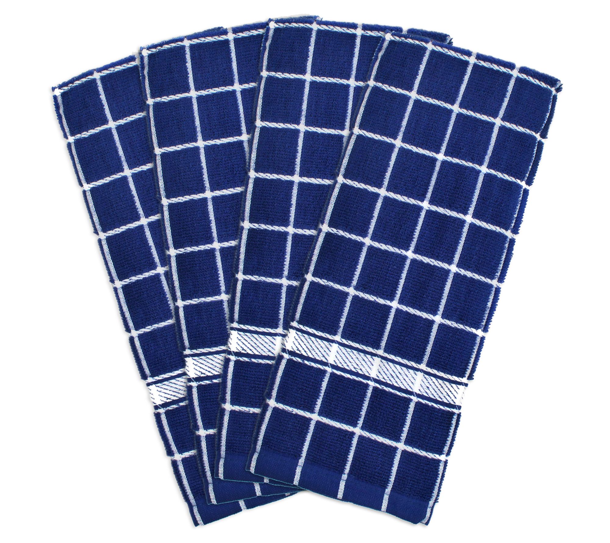 Design Imports Set of 4 Windowpane Terry Kitchen Towels