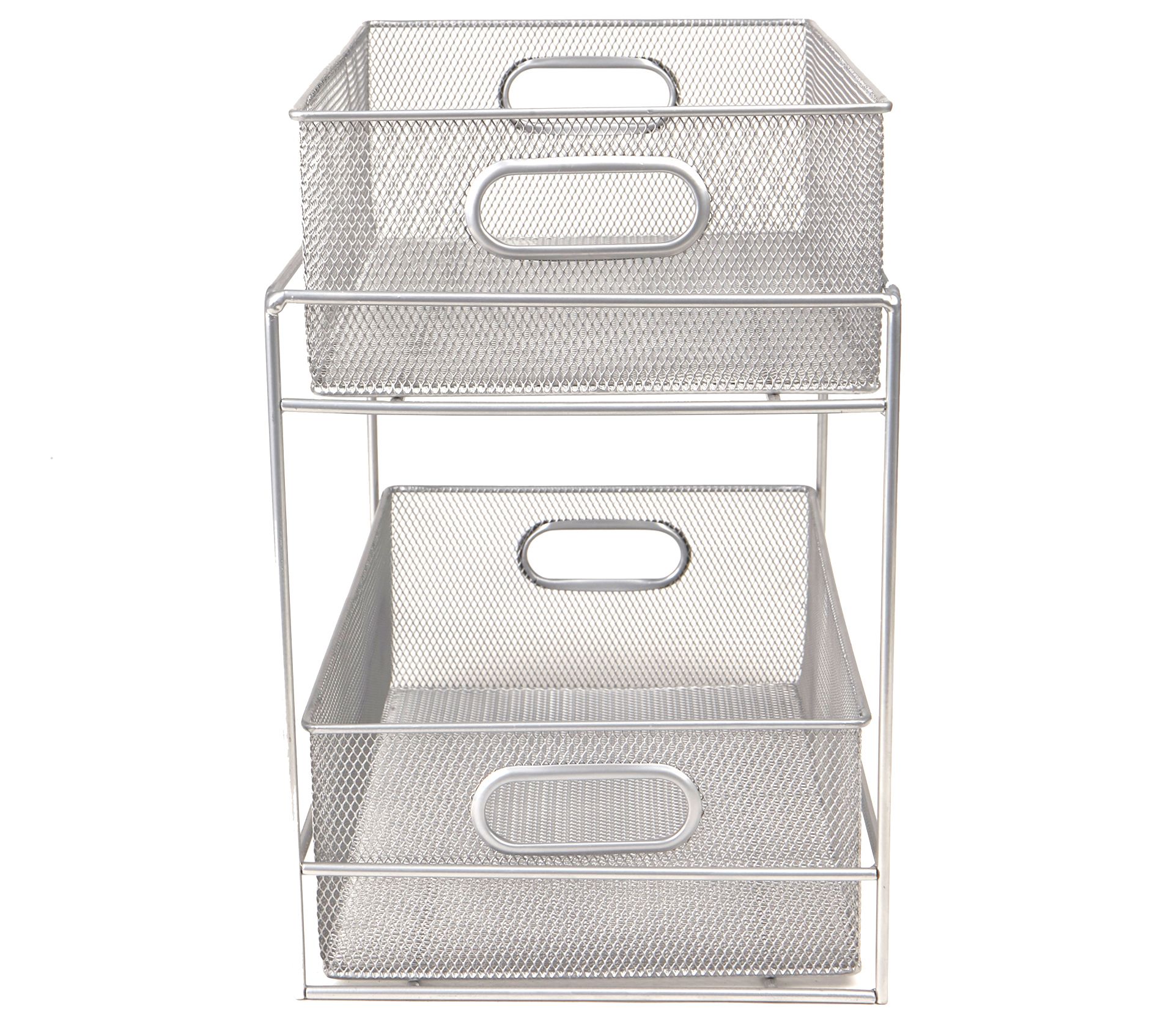 Mind Reader 2 Tier Metal Mesh Storage Baskets Organizer, Black