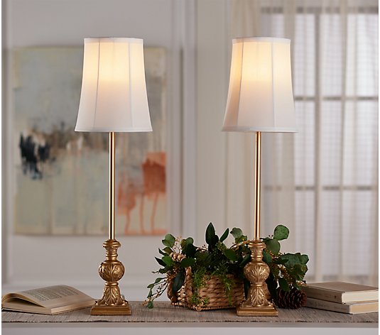 Set of (2) 28" Embossed Leaf Buffet Lamps by Valerie