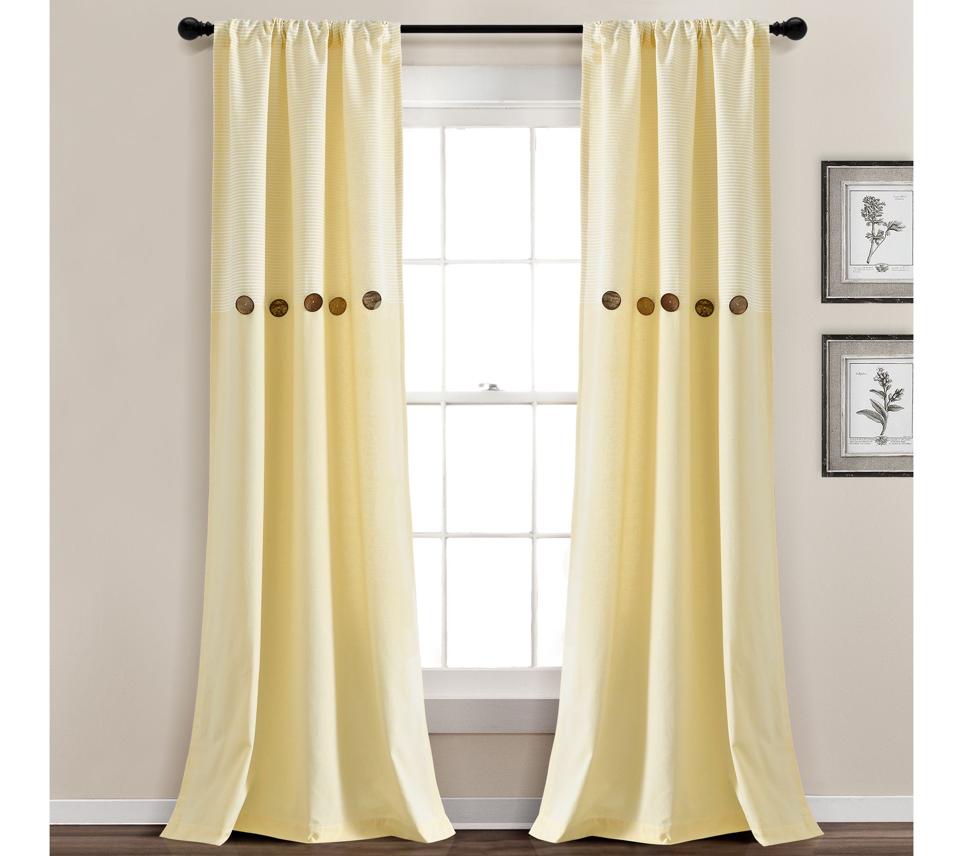 Farmhouse Button Stripe 40" x 84" Set by Lush Decor