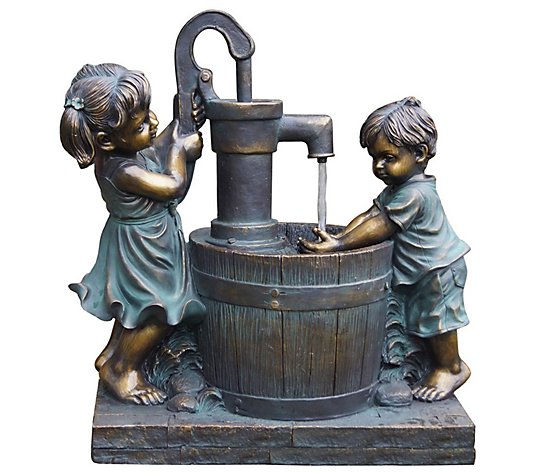 Poly Boy and Girl at the Pump Fountain  by Santa's Workshop
