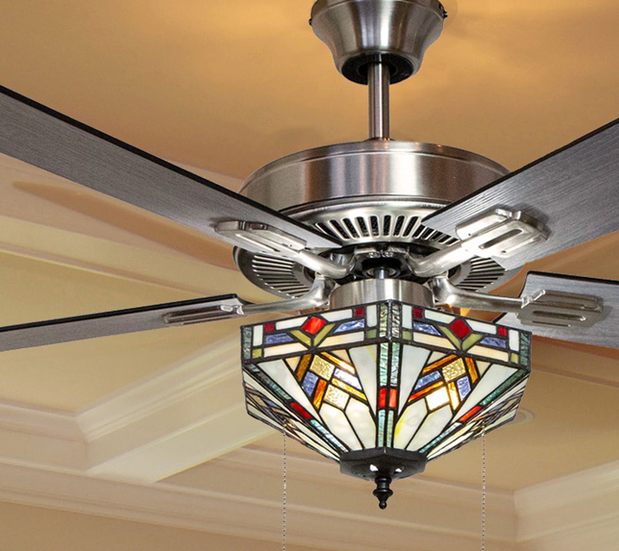 Mission Stained Glass Led Ceiling Fan