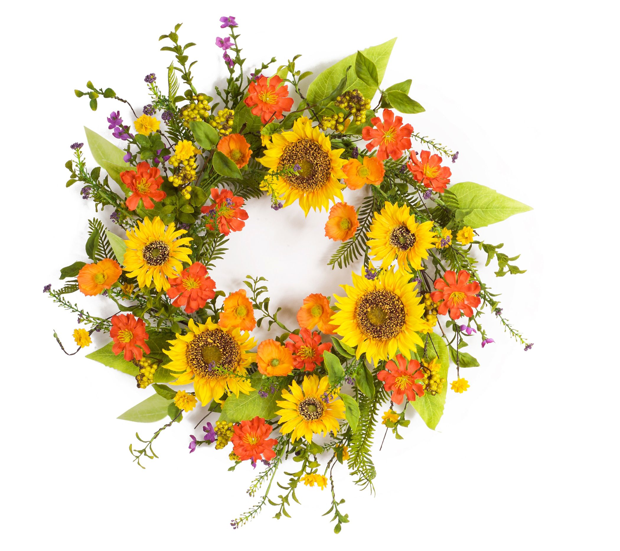 Melrose Sunflower Floral & Berry Twig Wreath 22 "D
