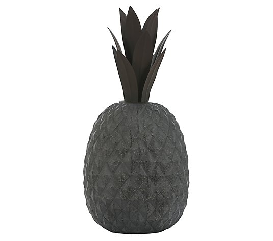 LuxenHome Gray MgO Pineapple Outdoor Statue