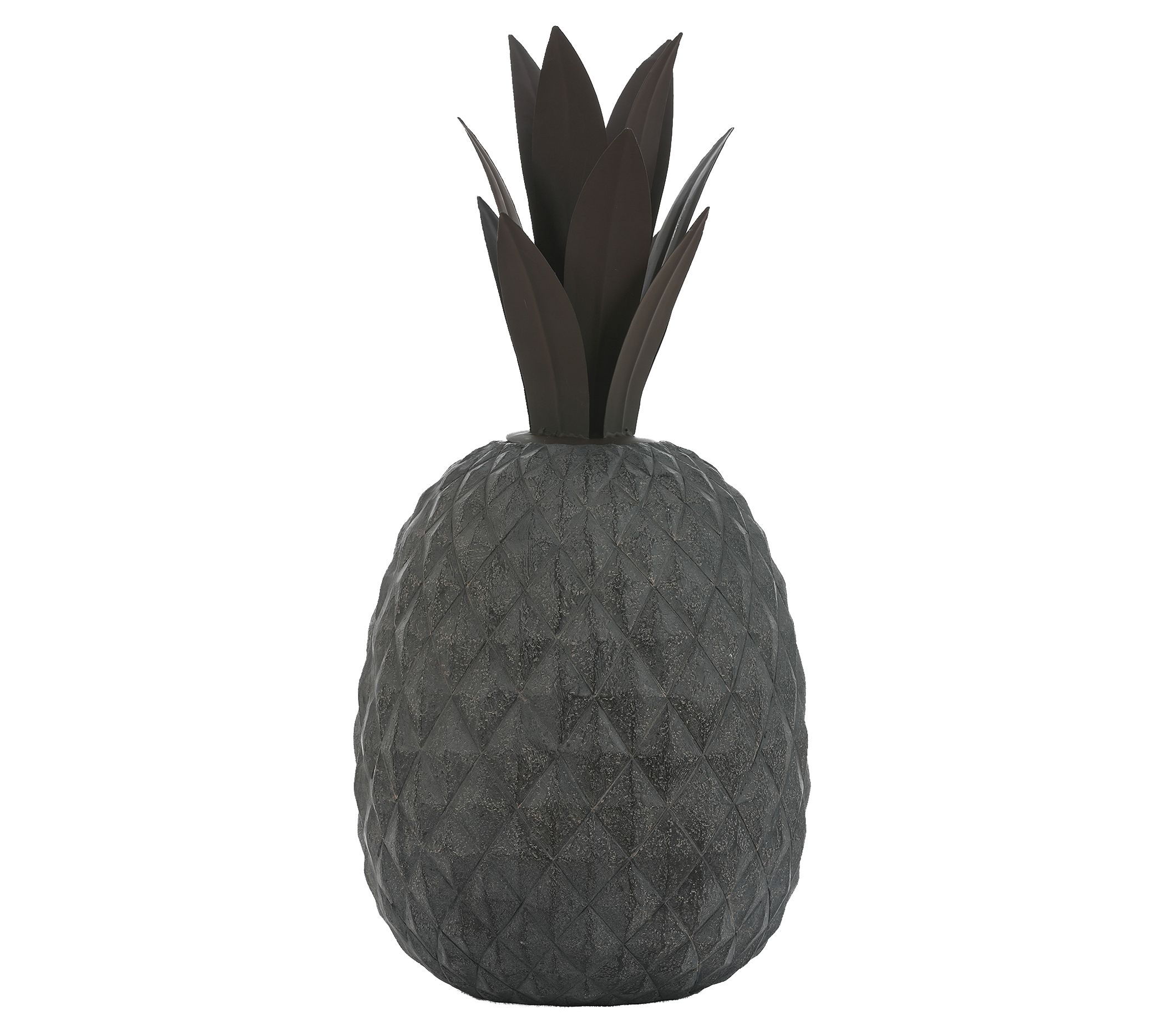 LuxenHome Gray MgO Pineapple Outdoor Statue - QVC.com