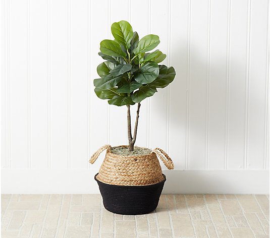 Nearly Natural 3' Faux Fiddle Leaf Fig Tree w/ Basket DIY Kit