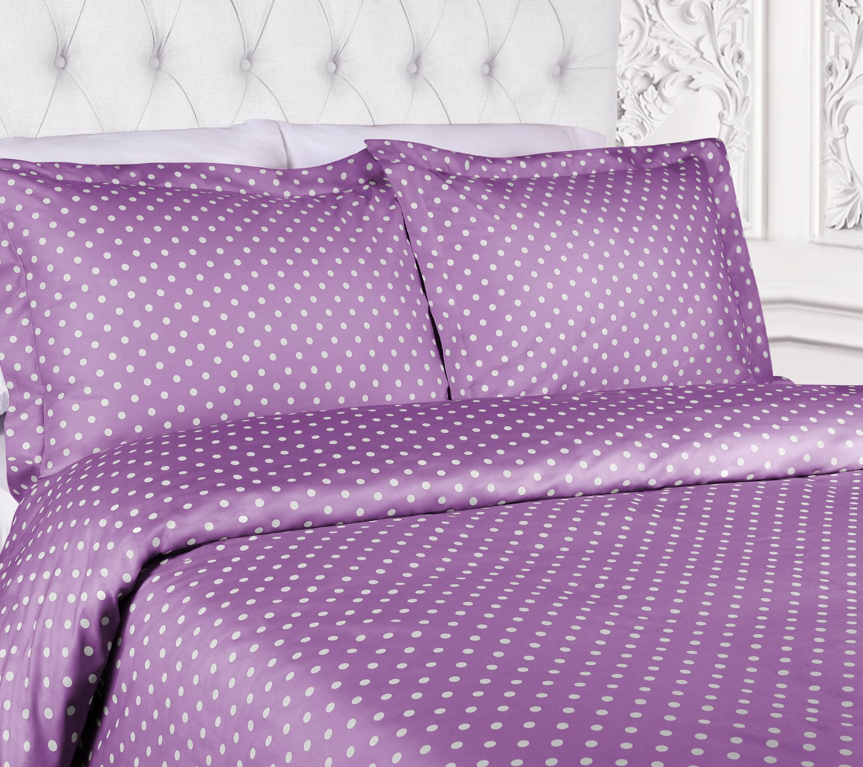 Superior Polka Dot 600-TC Cotton-Polyester 3PCF/Q Duvet Cover
