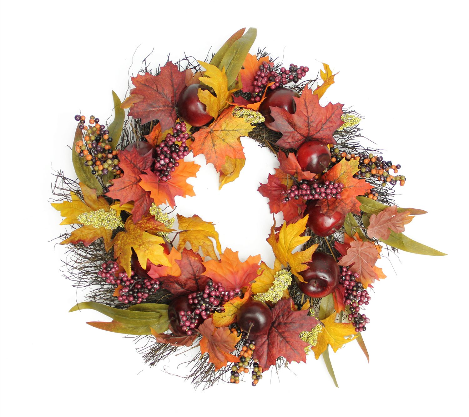 Northlight Apple & Berry Maple Leaf Twig Wreath  22"