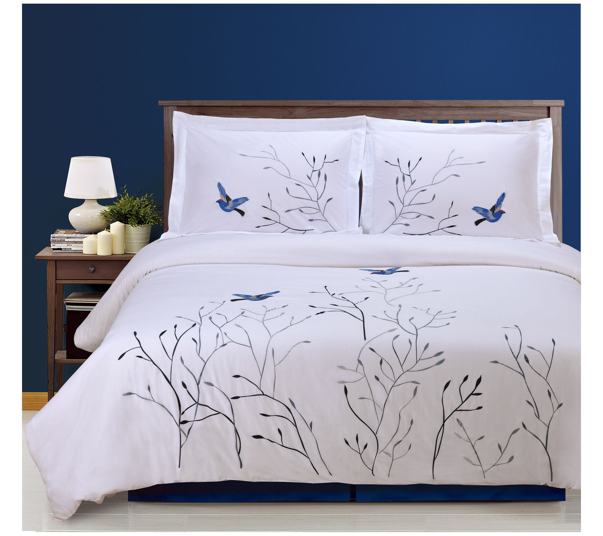 Superior 3-Piece Swallow Cotton Duvet Cover Set, Full/Queen