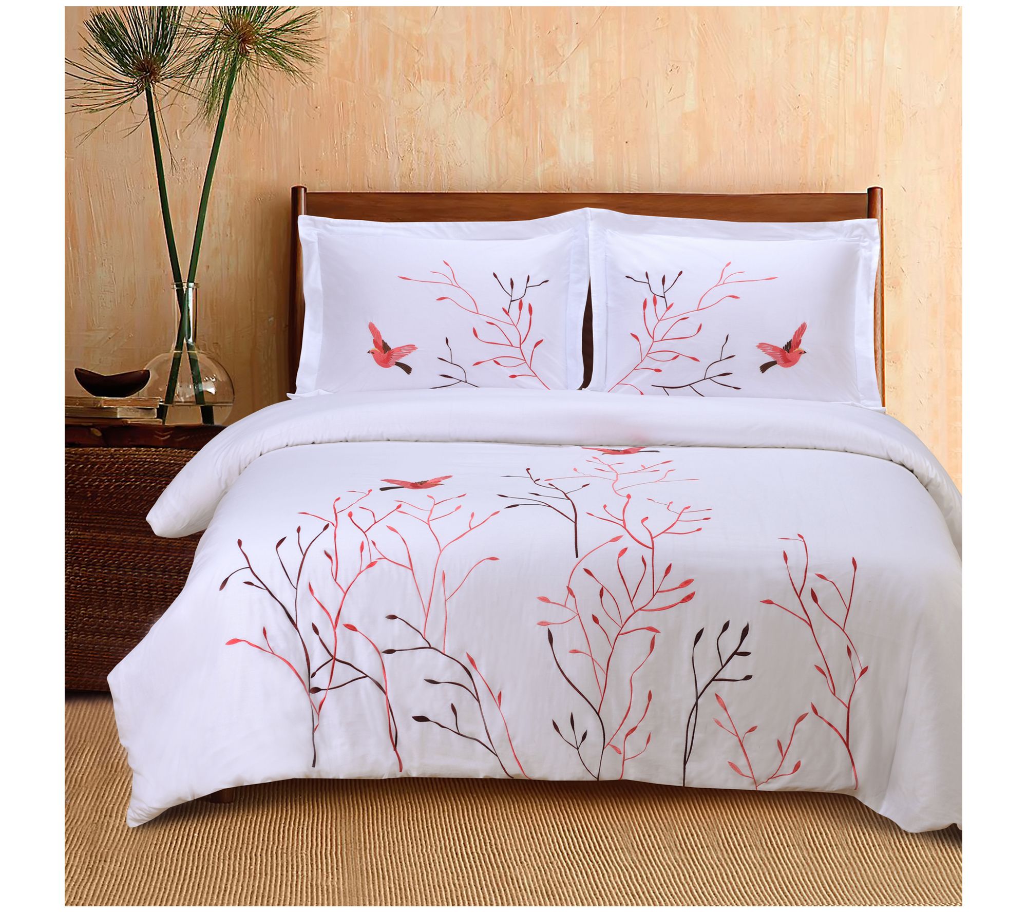 Superior 3-Piece Swallow Cotton Duvet Cover Set, Full/Queen