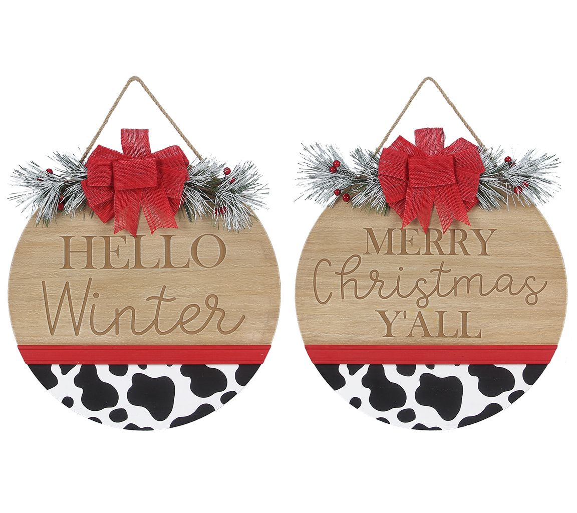 Young's Set of 2 Country Christmas Wood Wall Signs