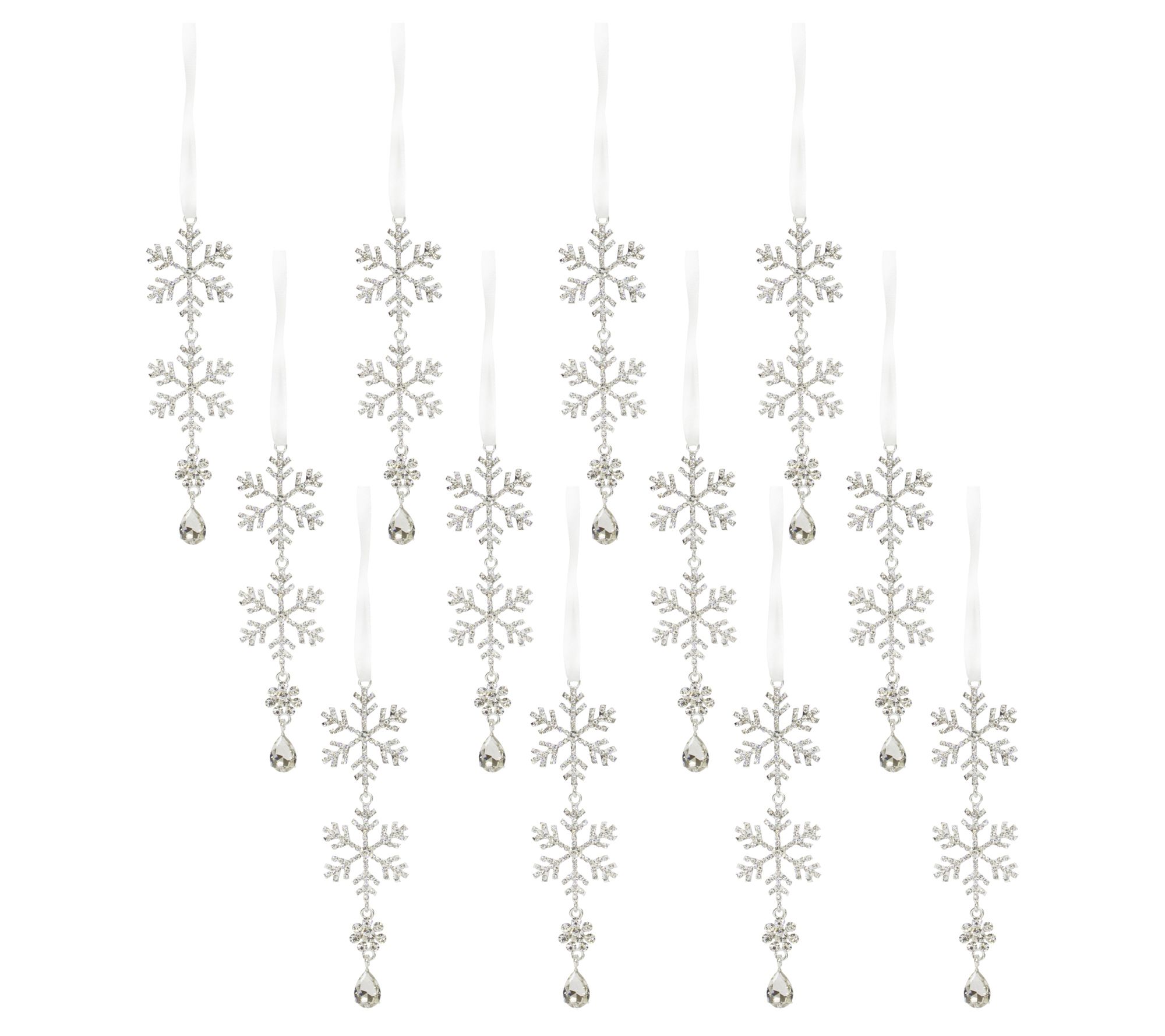 Melrose Jewel Tiered Snowflake Ornament Drop (Set of 12) - QVC.com