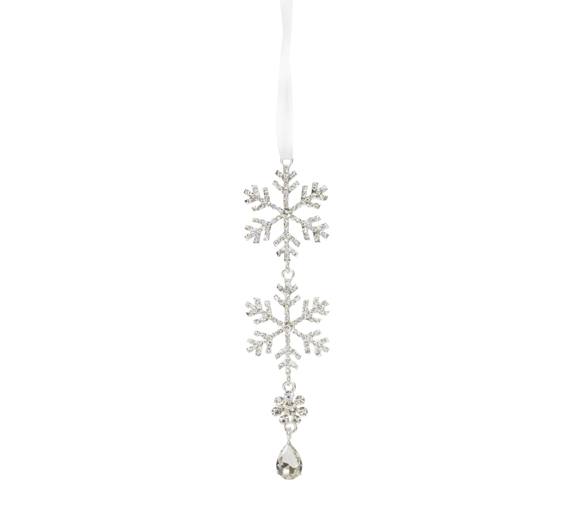 Melrose Jewel Tiered Snowflake Ornament Drop (Set of 12) - QVC.com