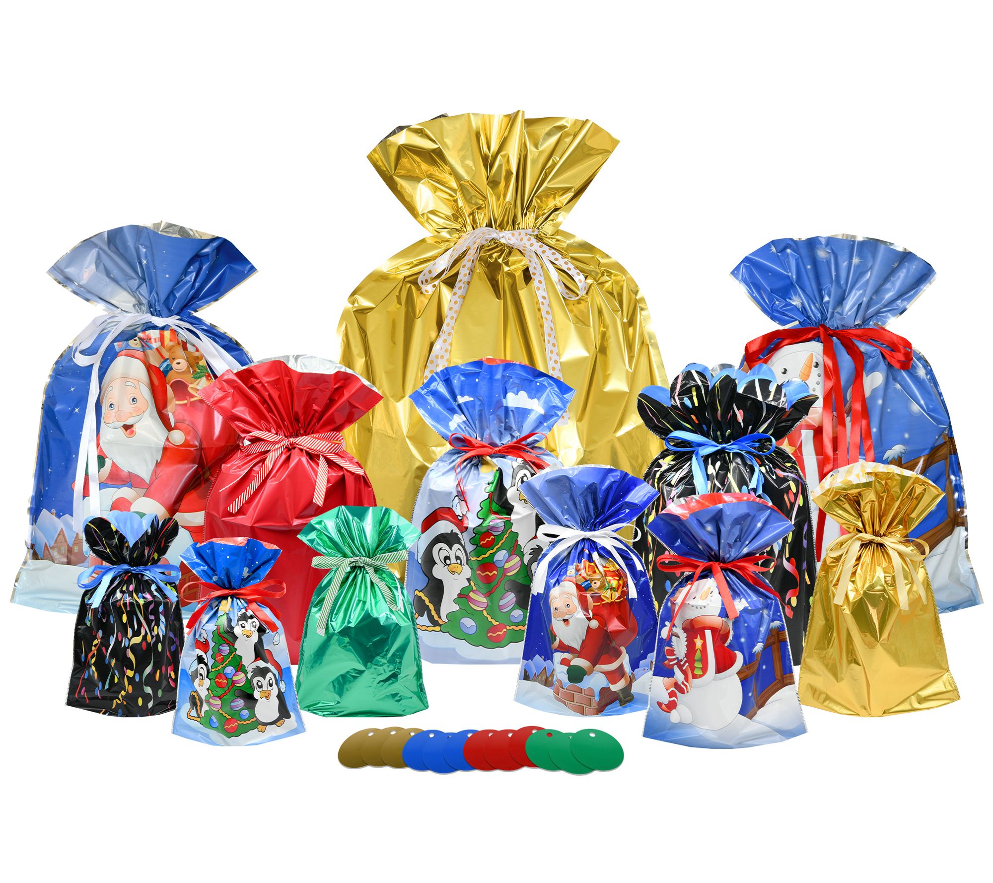 GiftMate 24Piece Holiday Magic Drawstring GiftBag and Tag Se
