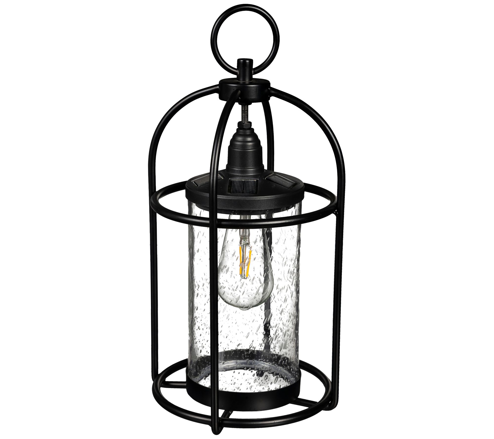 Evergreen Solar Metal Lantern With Clear Glass