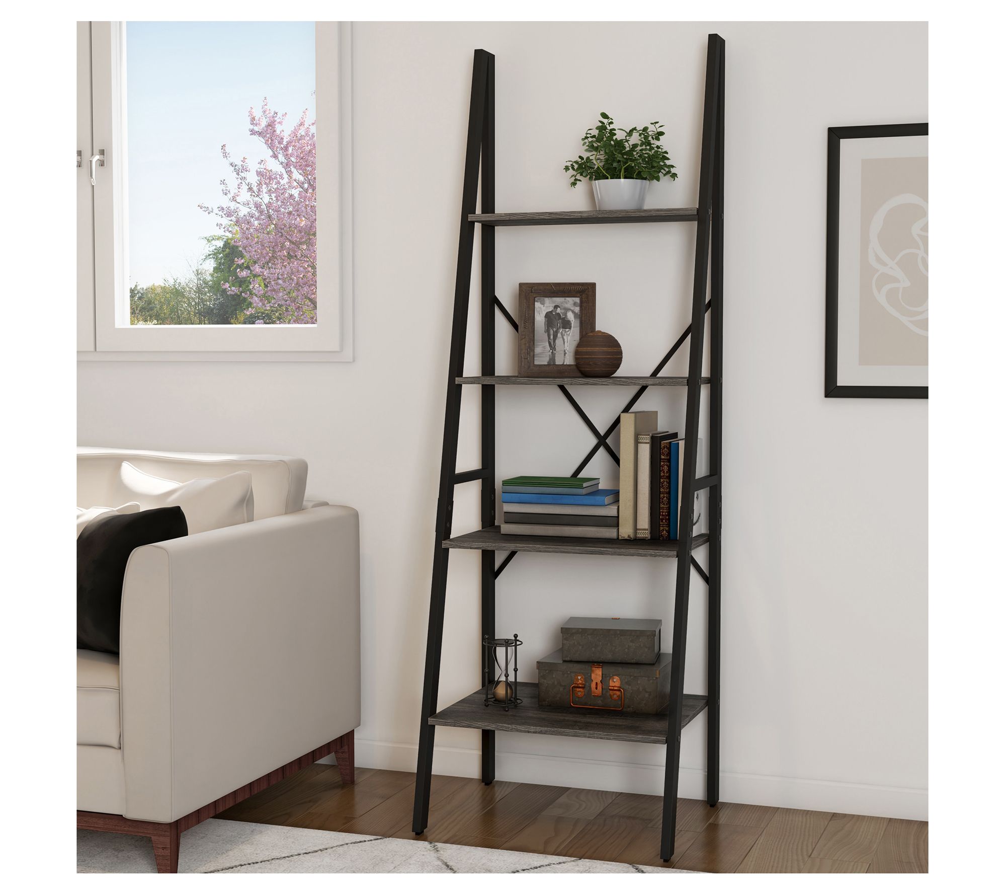 Lavish Home 4Tier Ladder Bookshelf Freestanding Bookcase