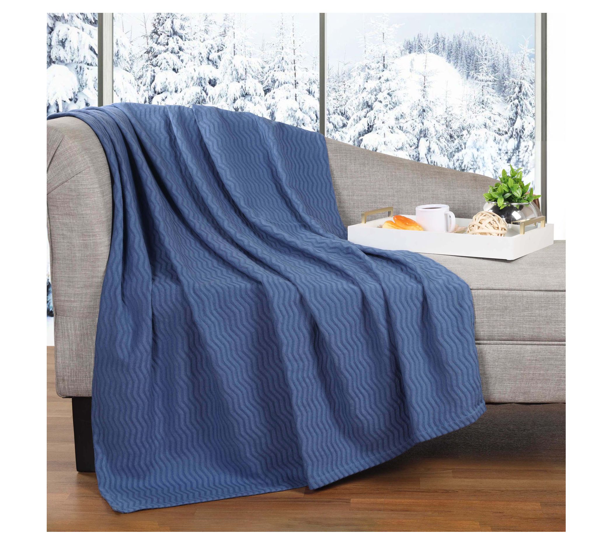 Superior Jena Cotton Textured Chevron Woven Blanket, Throw - QVC.com