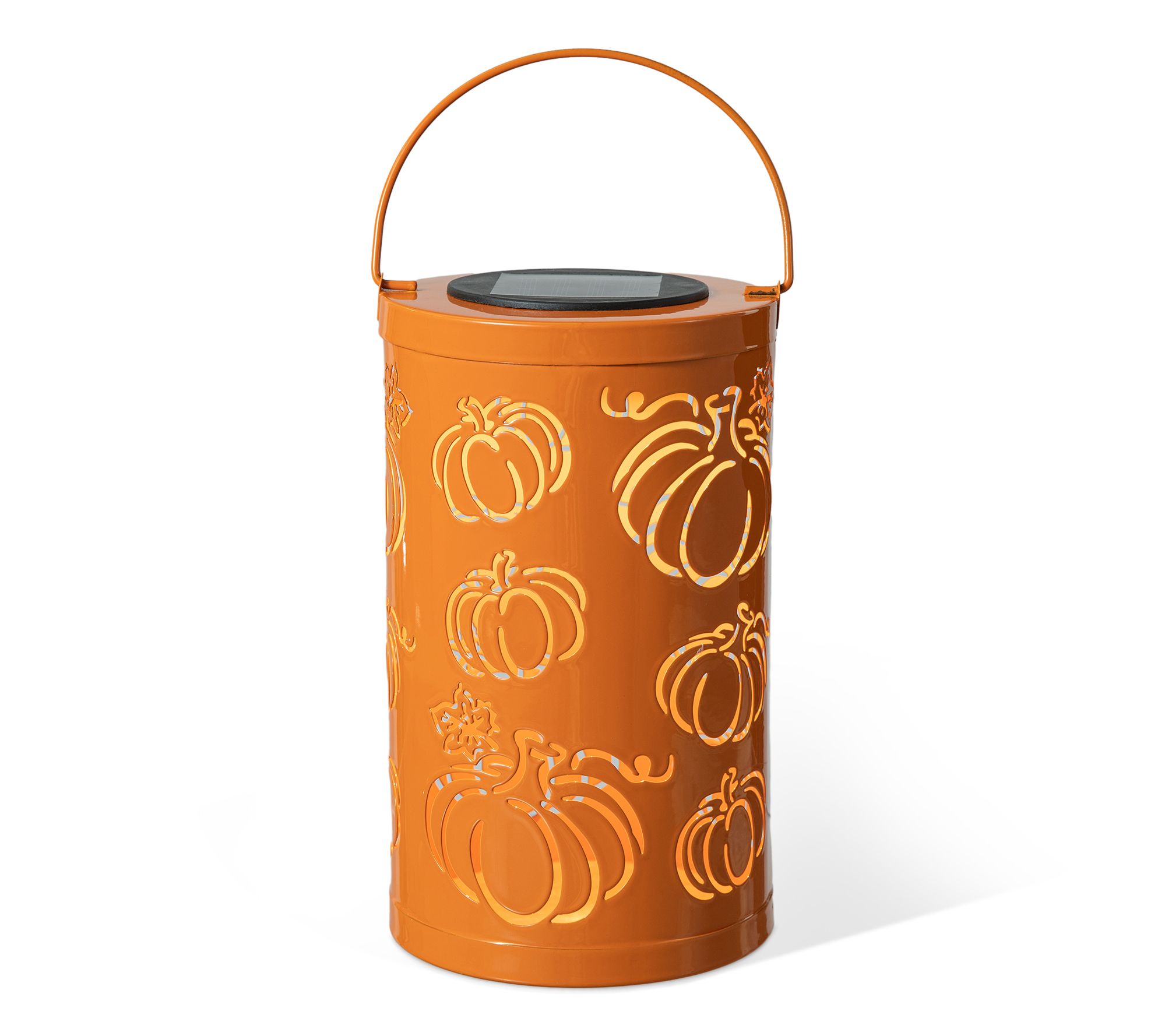 Glitzhome 10.75"H Fall Metal Pumpkin Solar Powered LED Lantern