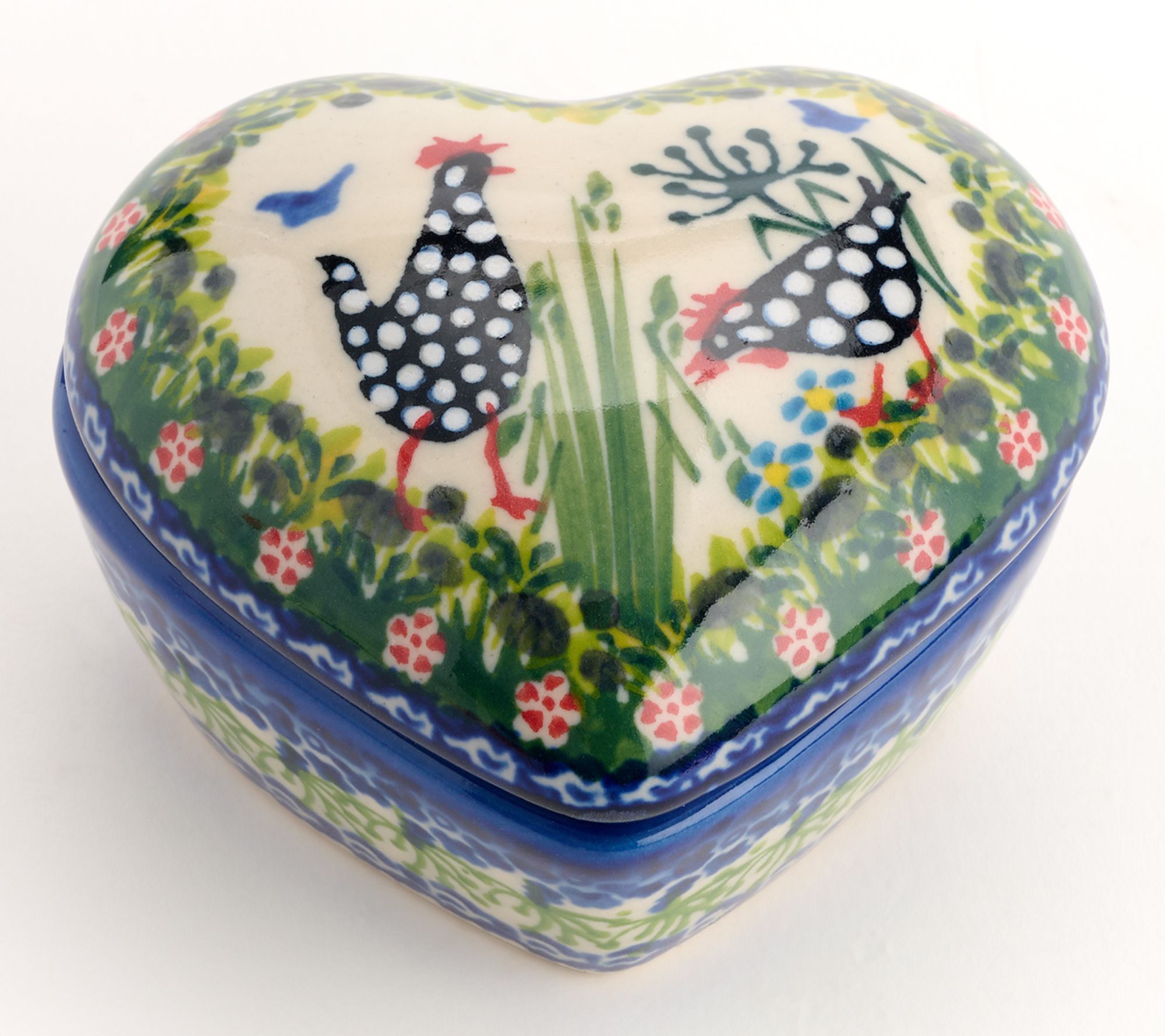  Lidia's Polish Pottery Hand Painted Heart Box w/ Lid