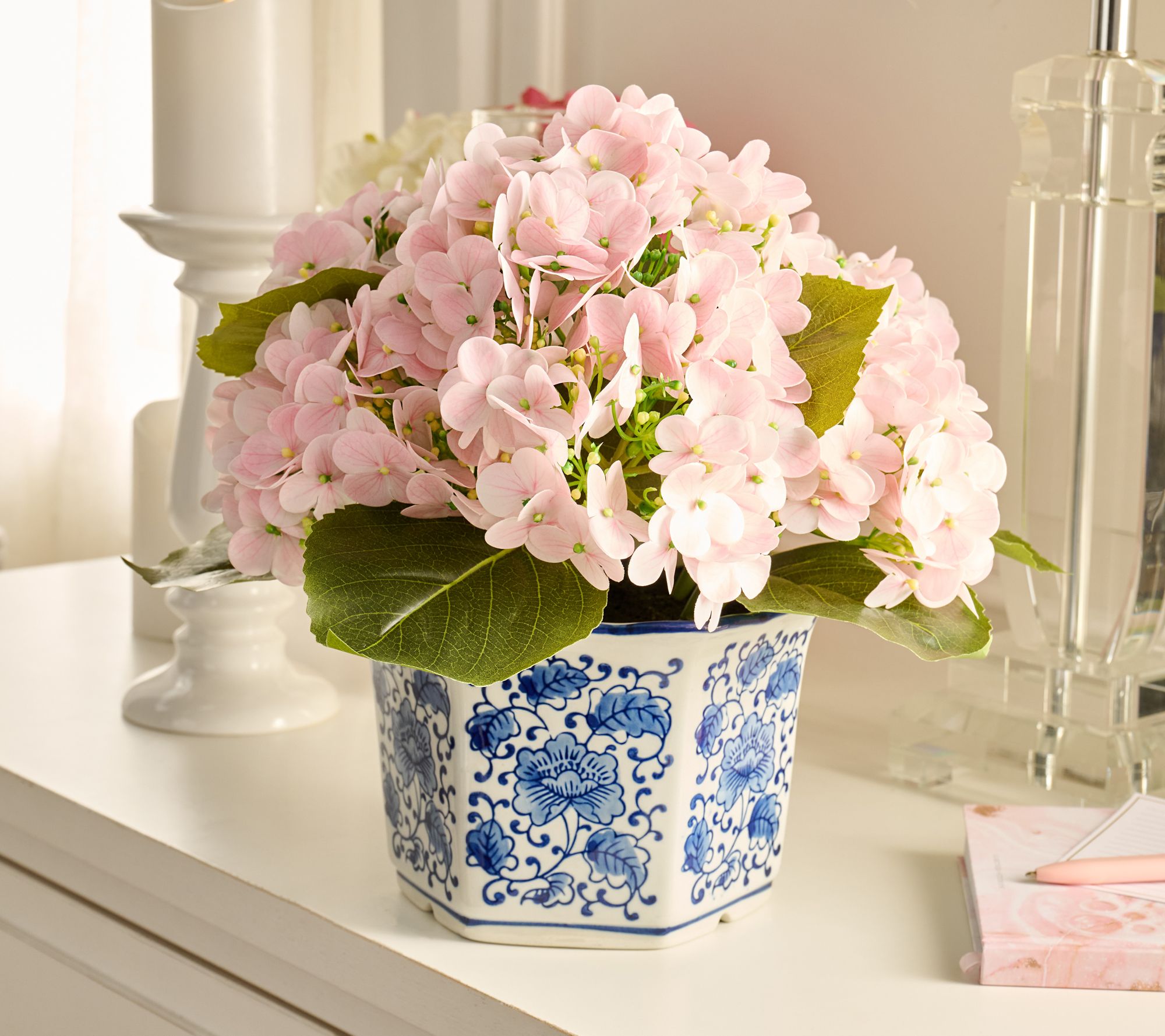 Hotel du Cobb by Dennis Basso Faux Hydrangea with Ceramic Pot