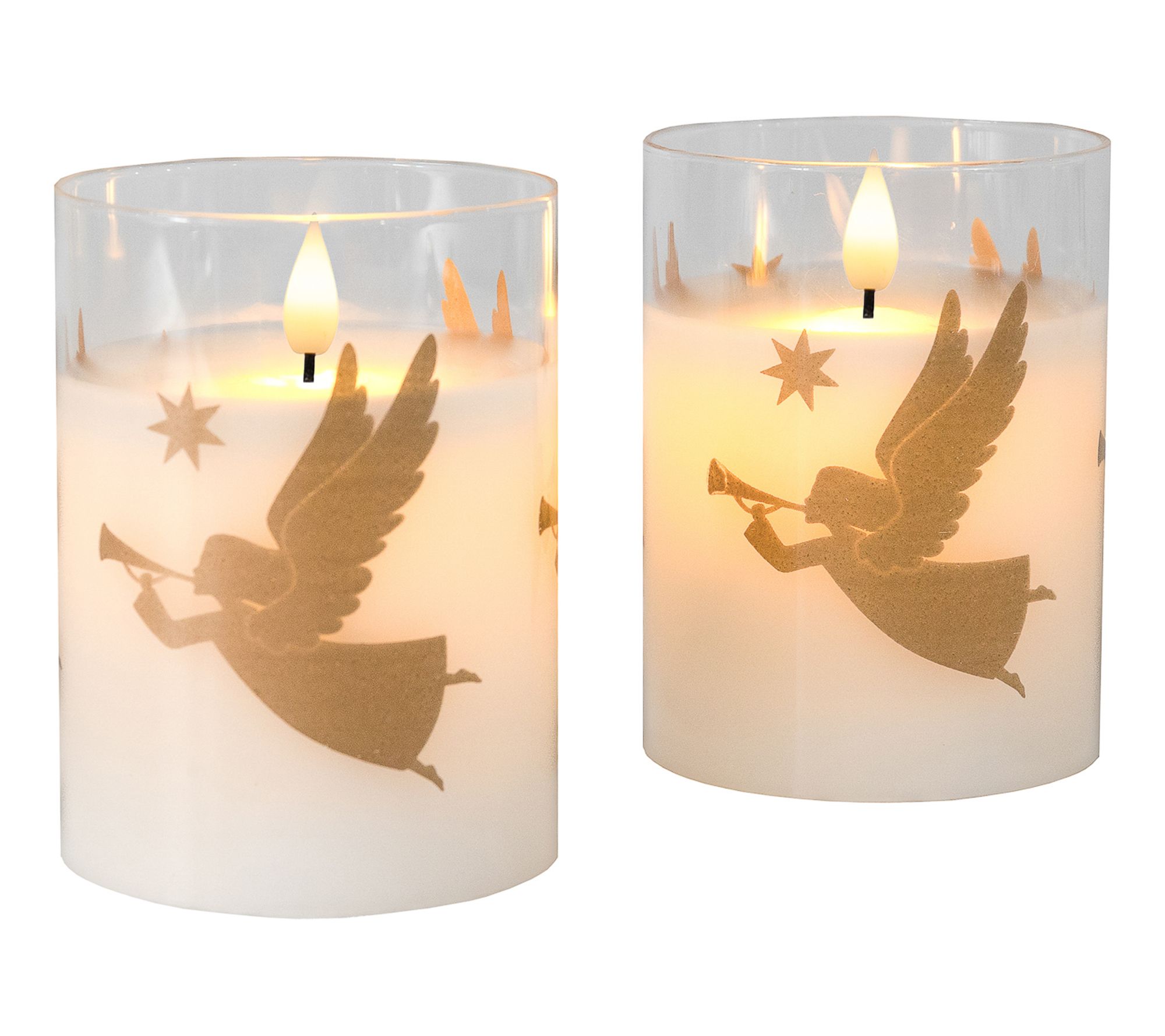 LumaBase Battery Operated Angle Glass Candles w/ Bullet Flame