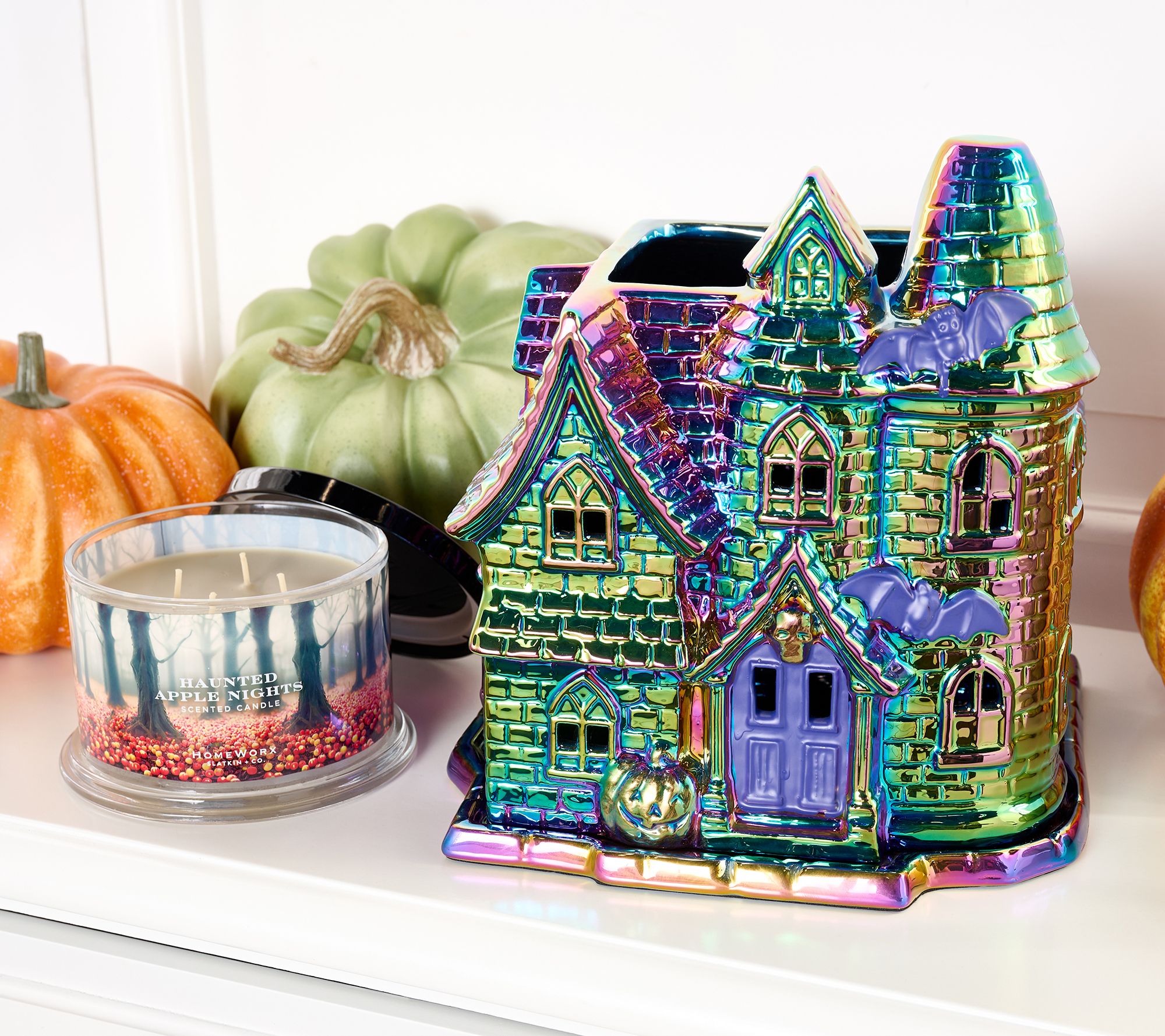 HomeWorx by Slatkin + Co. Iridescent Ceramic Haunted House