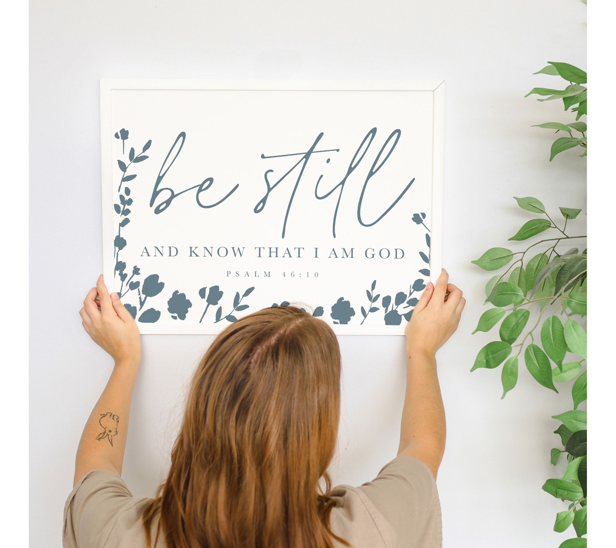 Sincere Surroundings 24" Be Still Navy FlowersThin Frame