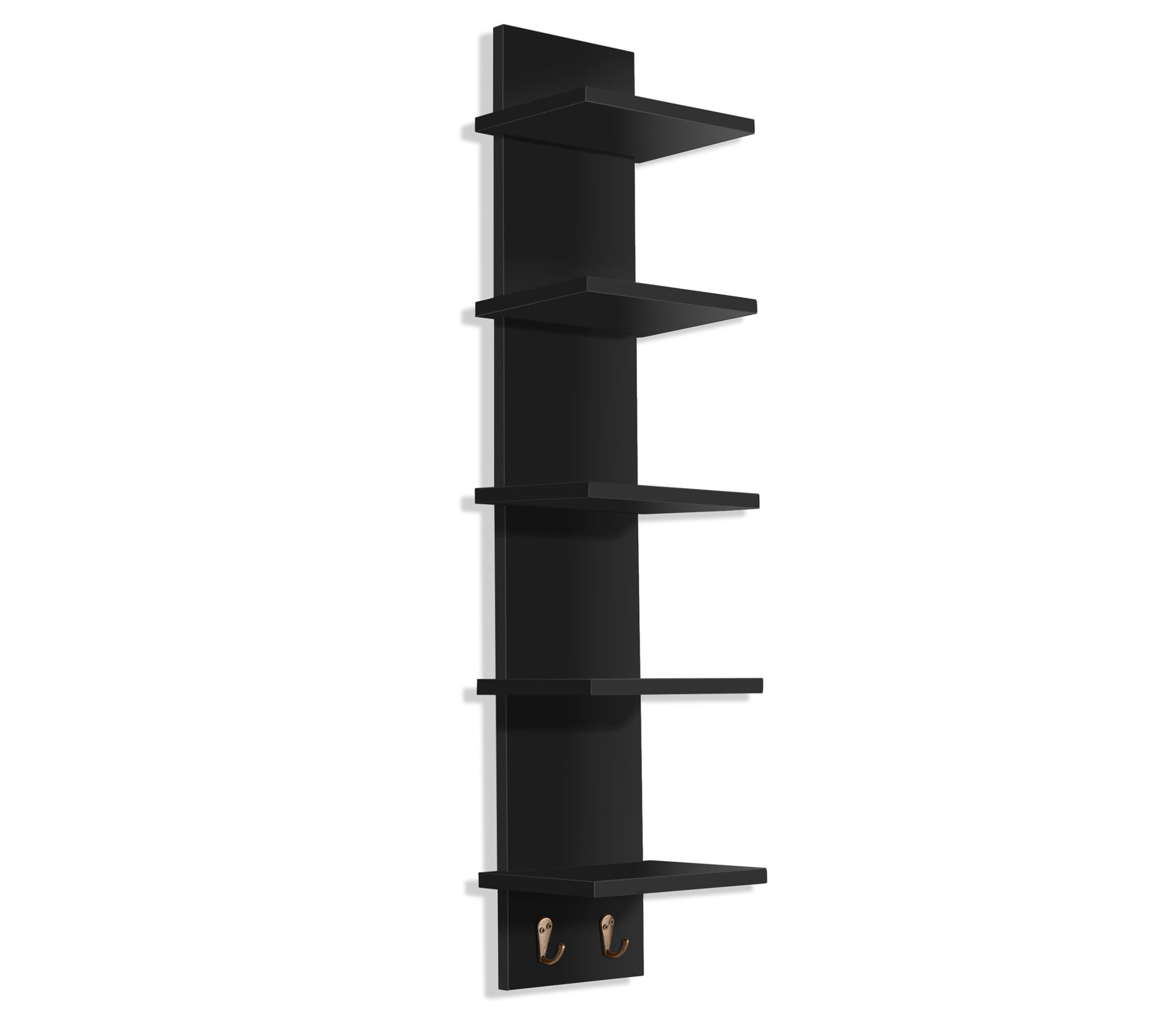 Sorbus 5-Tier Wall Shelf Unit with Hooks Utility Shelving