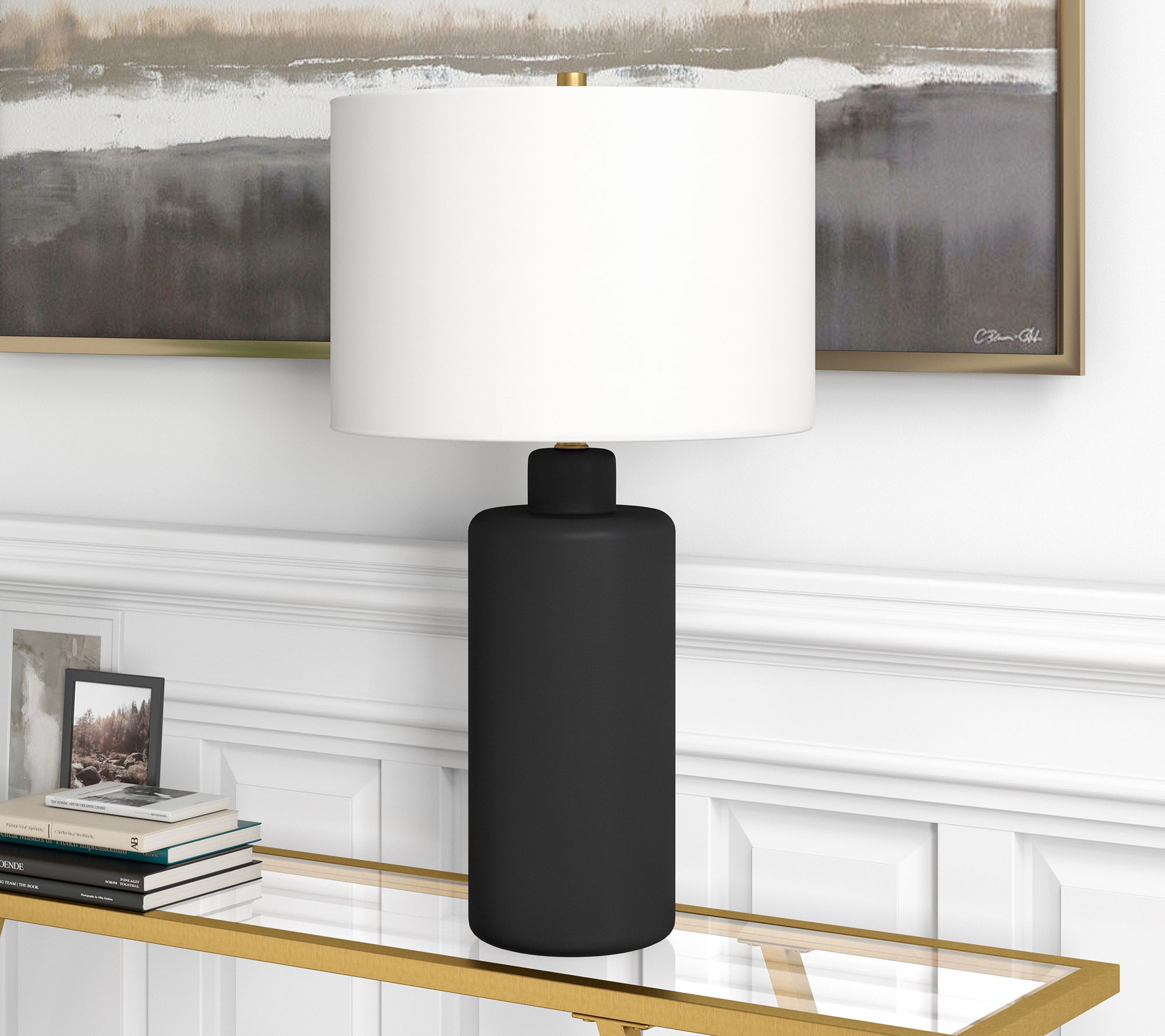 Hudson&Canal Carlina Ceramic Table Lamp with Fabric Shade