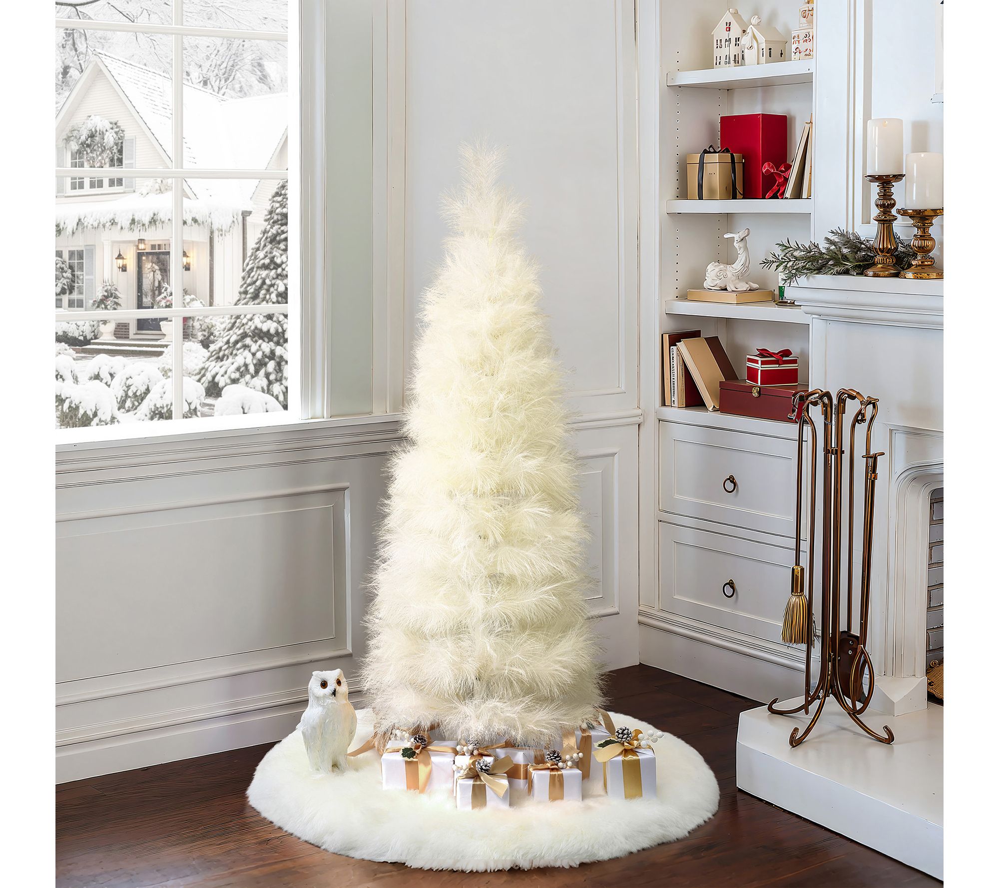 LuxenHome 5ft Slim Artificial Pampas Grass Tree  in Ivory