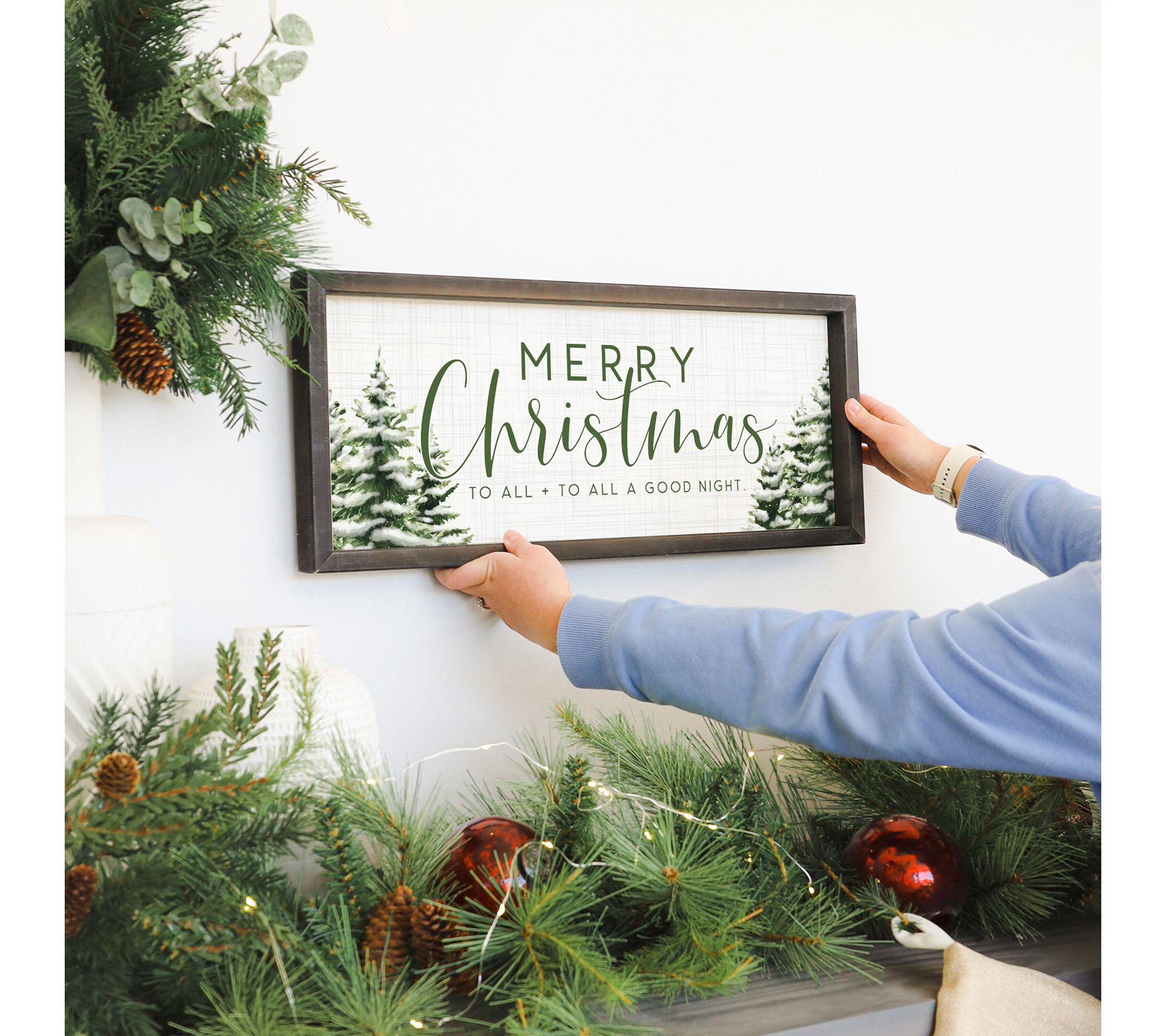 Sincere Surroundings 24" Merry Christmas Evergreen Frame