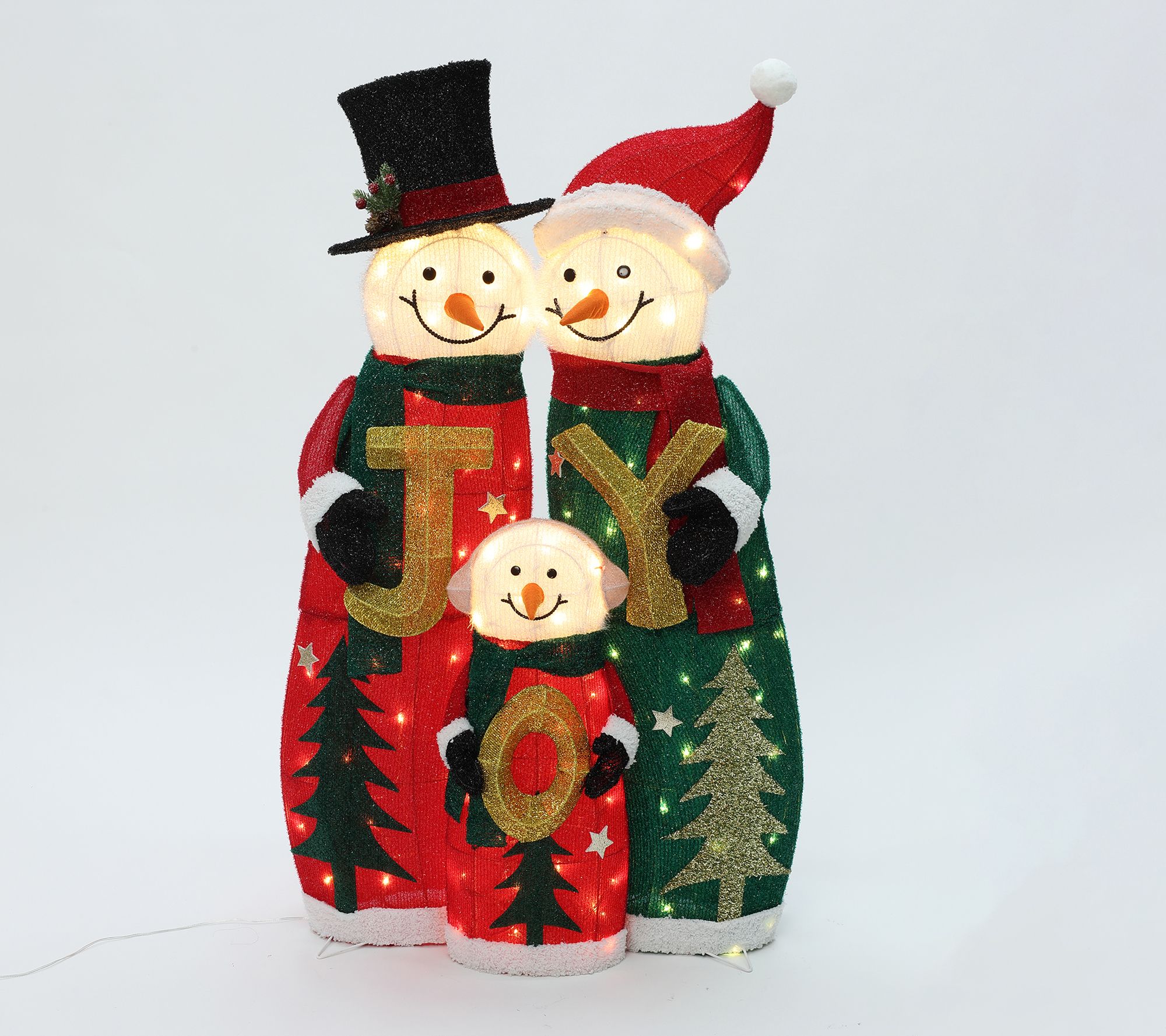 LuxenHome Lighted Snowman Family w/ Joy Greeting Decoration