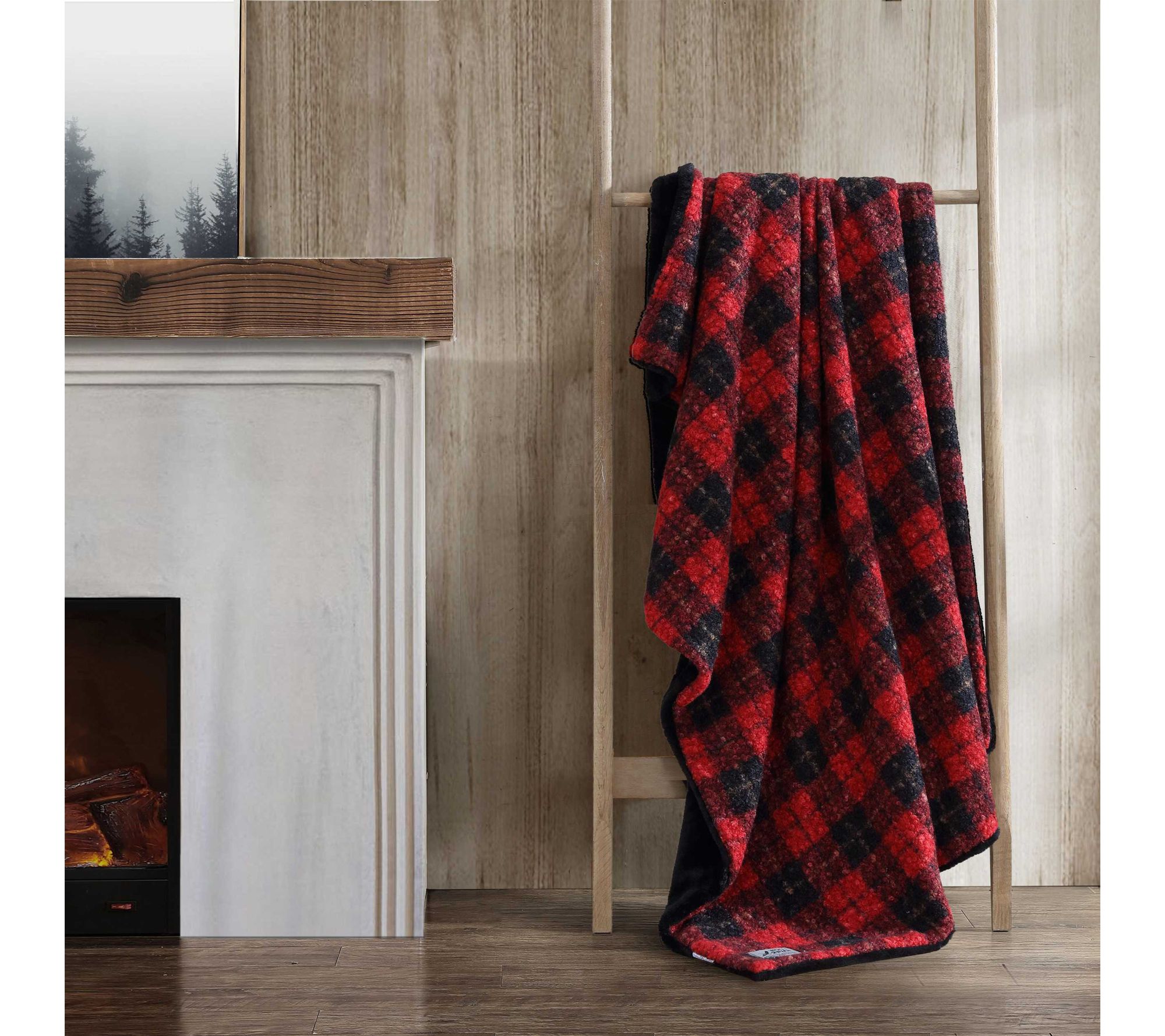 Eddie Bauer Capitol Hill Plaid Red Boucle 50" X 70" Throw