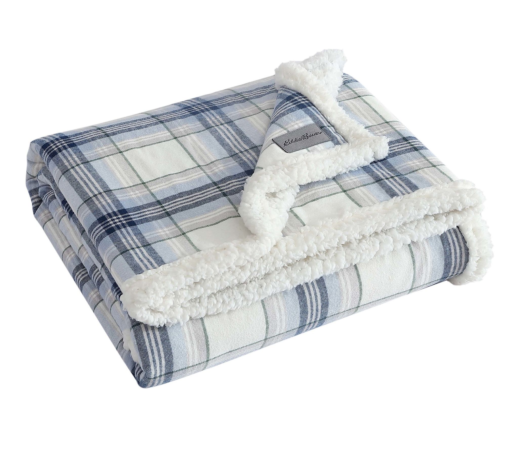 Eddie Bauer Edgewood Plaid Blue Cotton 50"X60"hrow