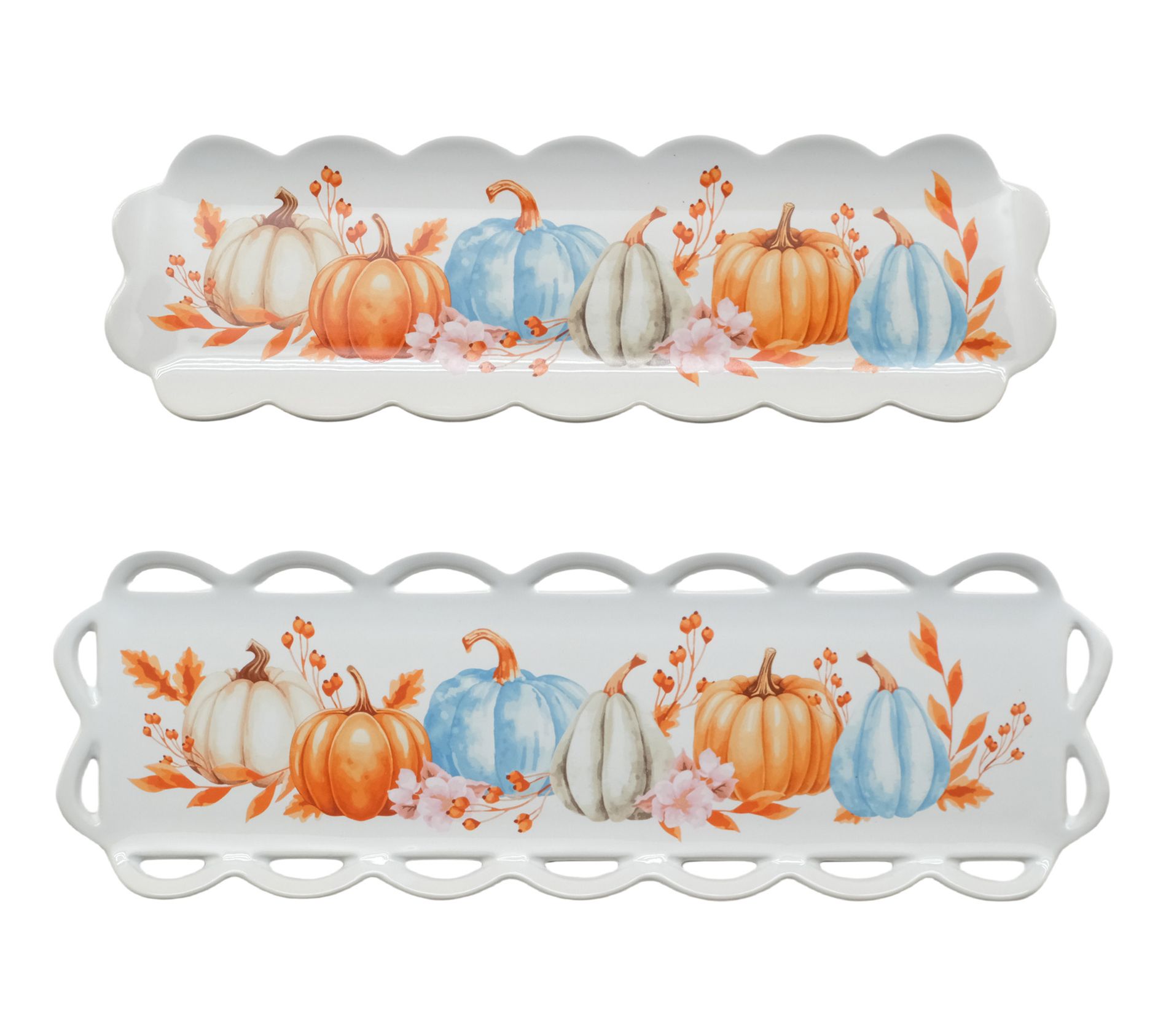 "As Is" Temp-tations Harvest Set of 2 Scalloped Nesting Trays