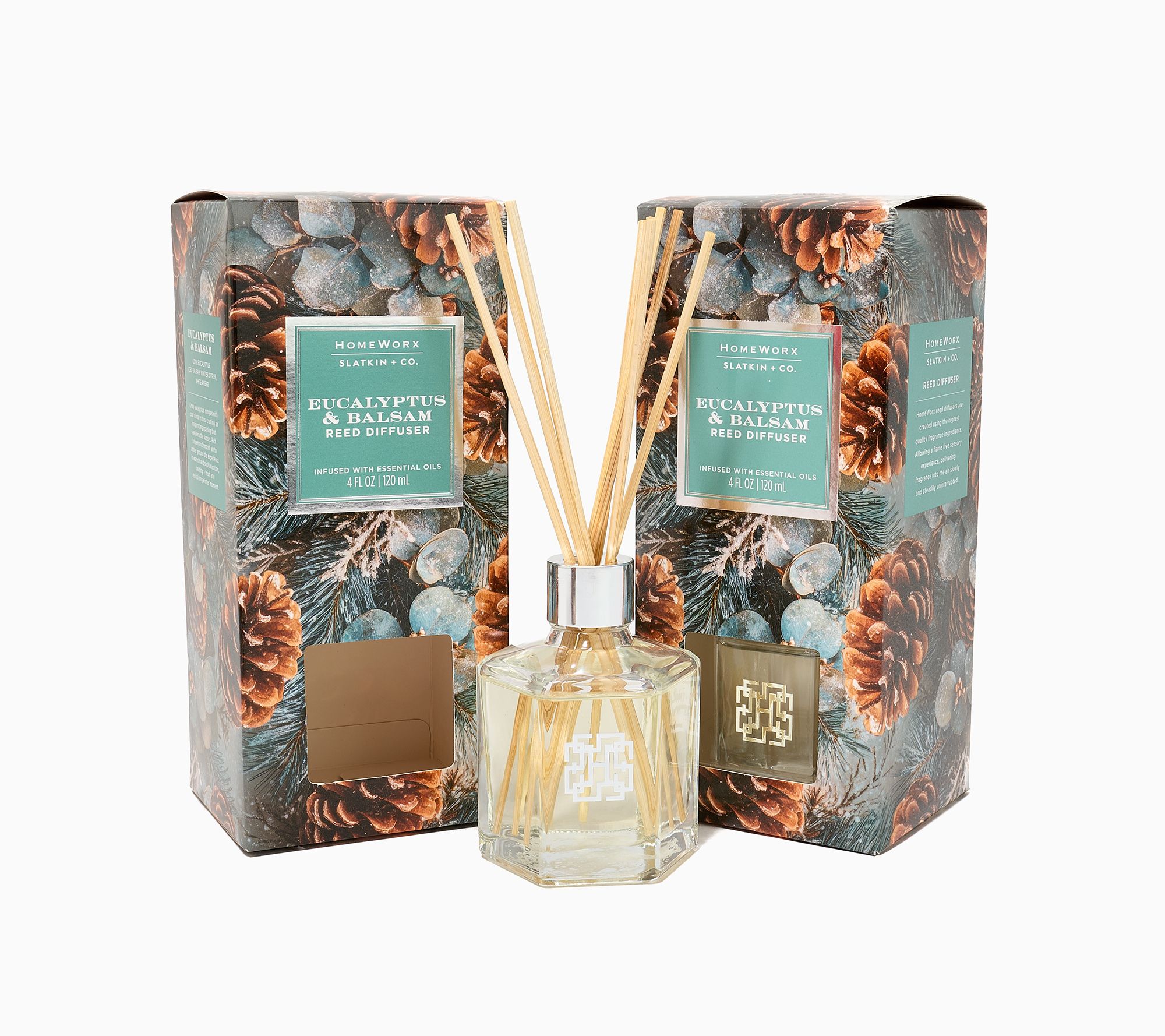 HomeWorx by Slatkin + Co. S/2 Eucalyptus & Balsam Reed Diffusers