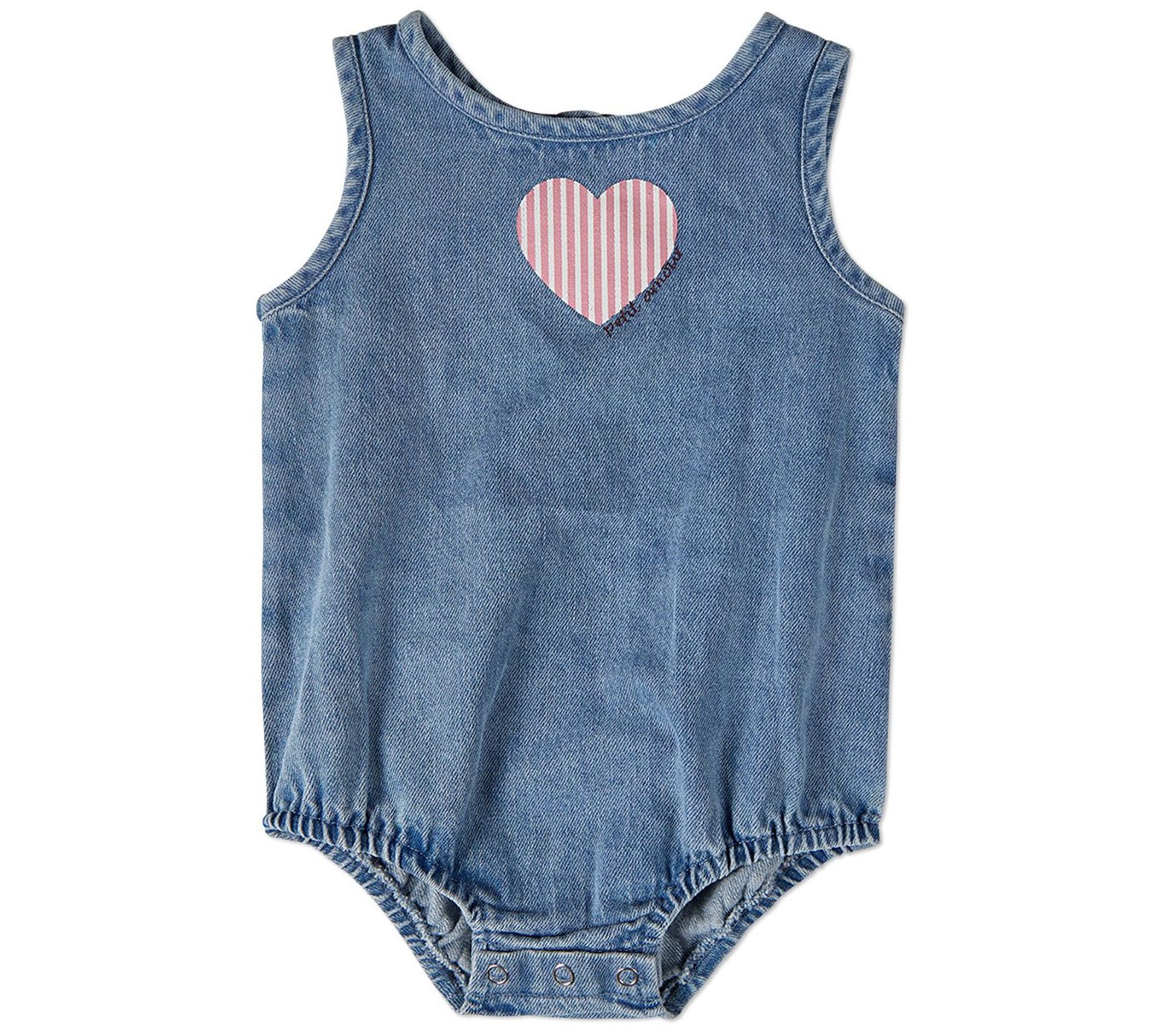  MiniMoi Girls Petit Amour 100% Cotton Denim Romper