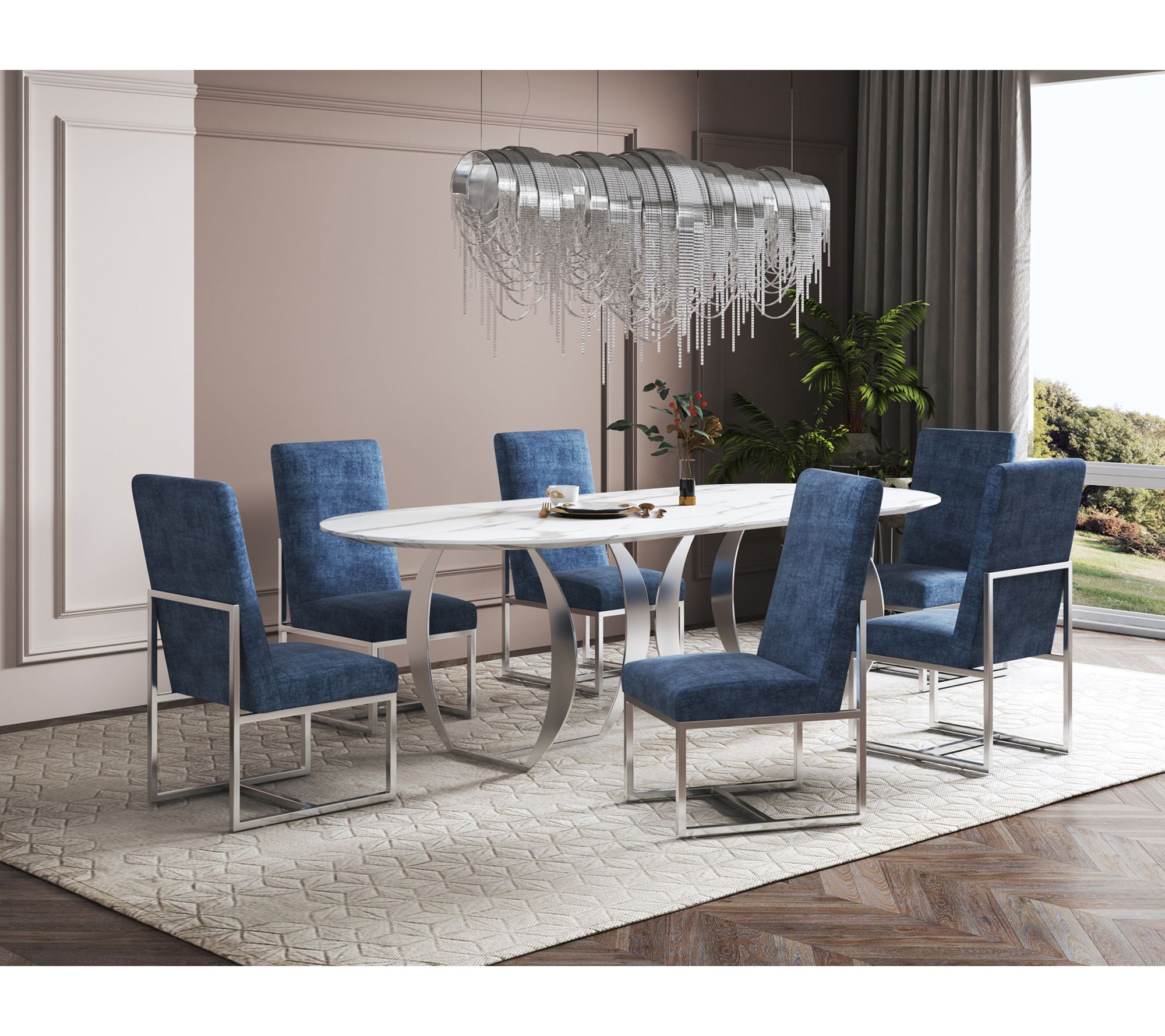 Manhattan Comfort Element Metal Velvet Dining Chair - Set of 2 - QVC.com