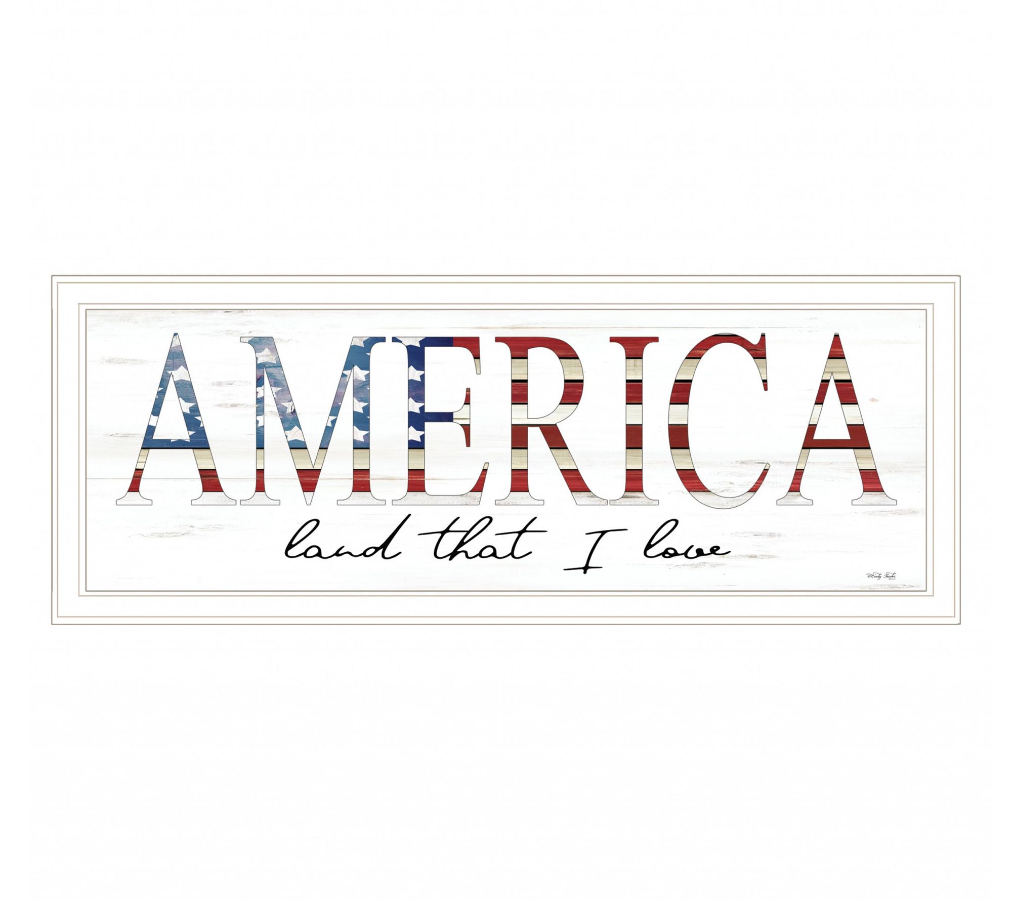 HomeRoots America Land That I Love Flag White Framed Art