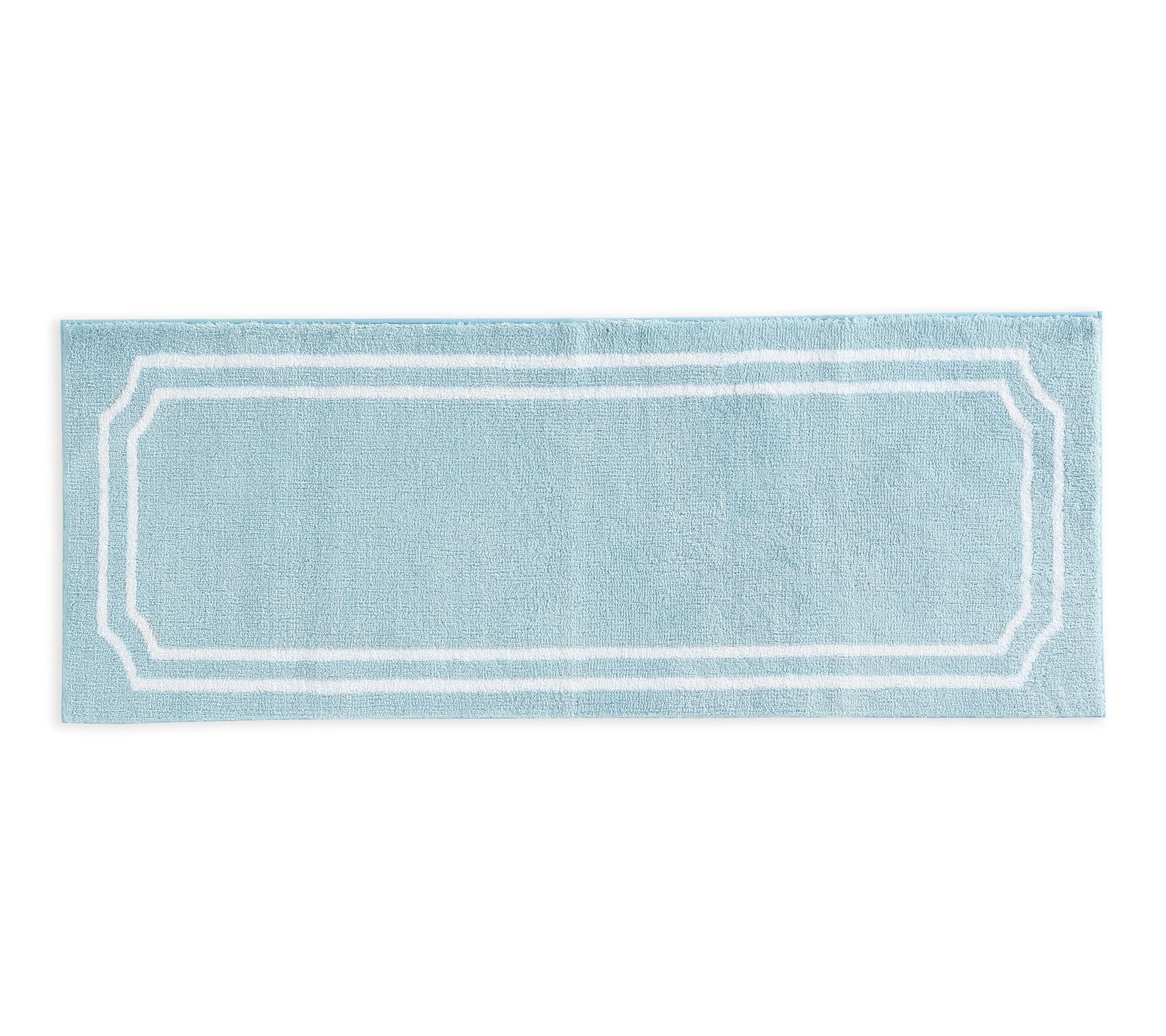 Martha Steweart Skylands Border Blue Bell/White60X22 Bath Rug