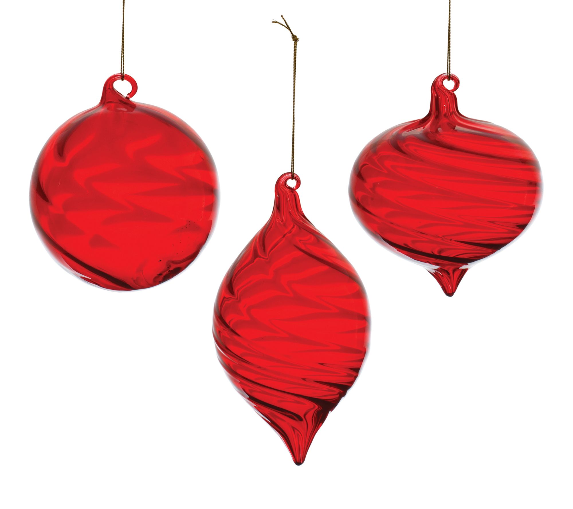 Melrose Red Swirl Glass Ornament (Set of 6)