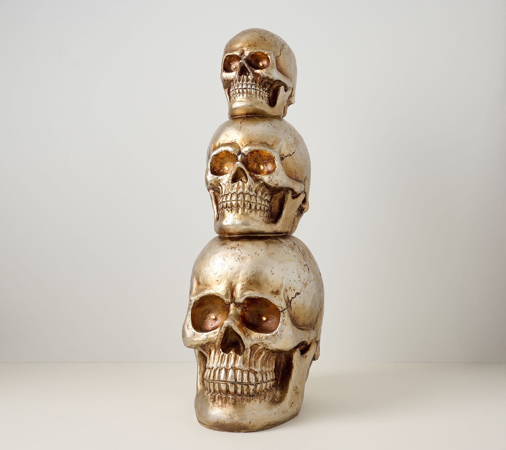 "As Is" 32" Illuminated Indoor/Outdoor Stacked Skulls by Mally Roncal