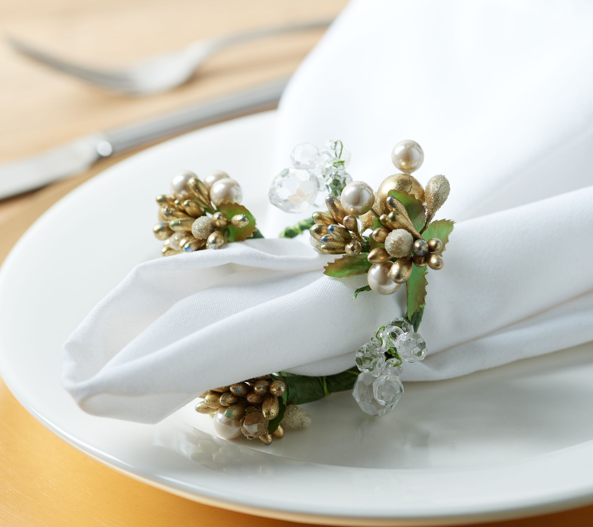 Set of 6 Beaded Napkin Rings by Valerie 