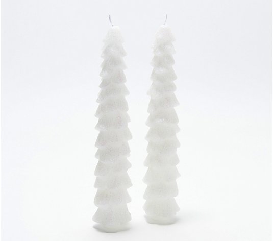 Lightscapes Set of (2) 10" Unscented Tree Shaped Taper Candles