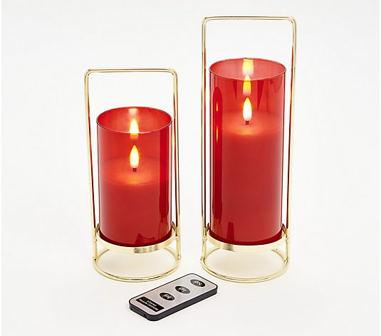 Lightscapes S/2 Iridescent Glass Candles On Stand