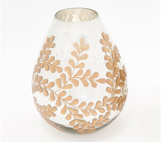 House No.9 by Home Love 9" Decorative Leaf Etched Vase